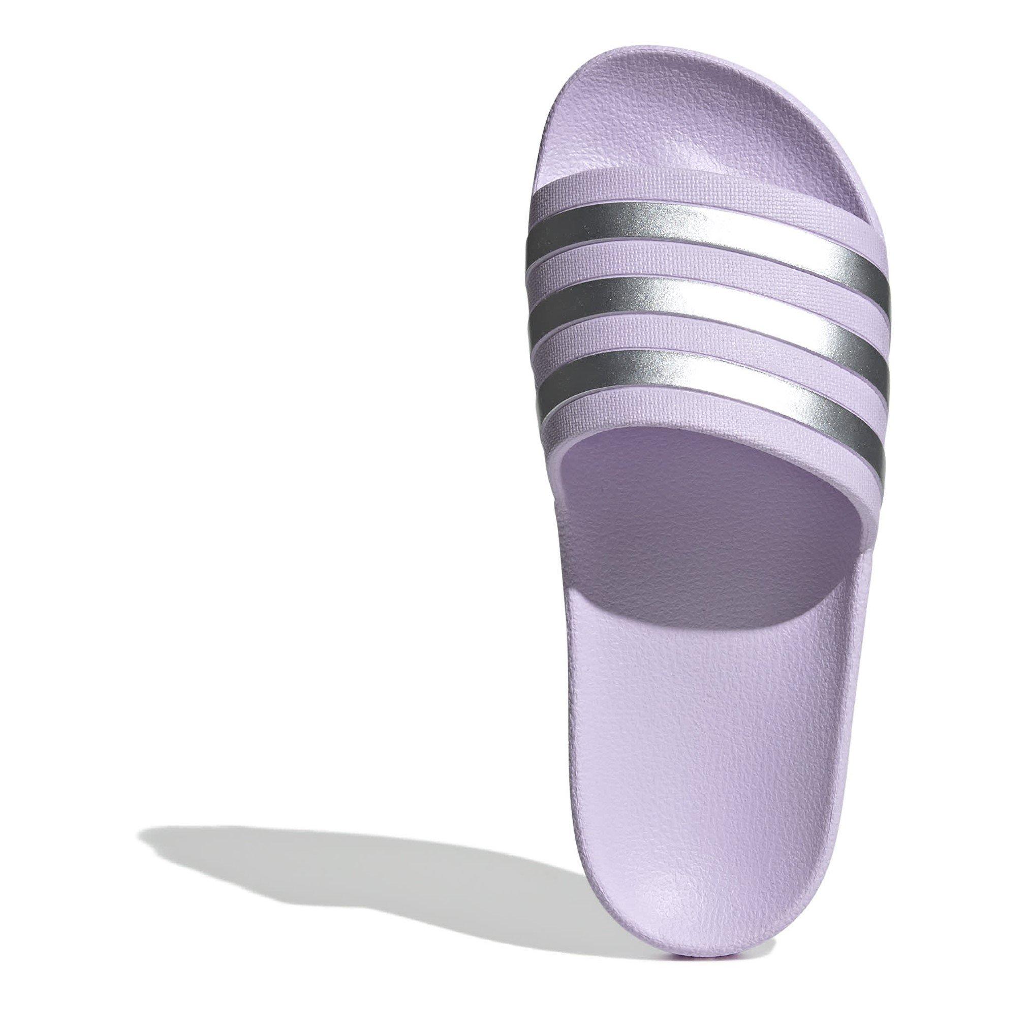 Lavender/Silver - adidas - adidas Adilette Aqua Womens Slide Sandals - 5
