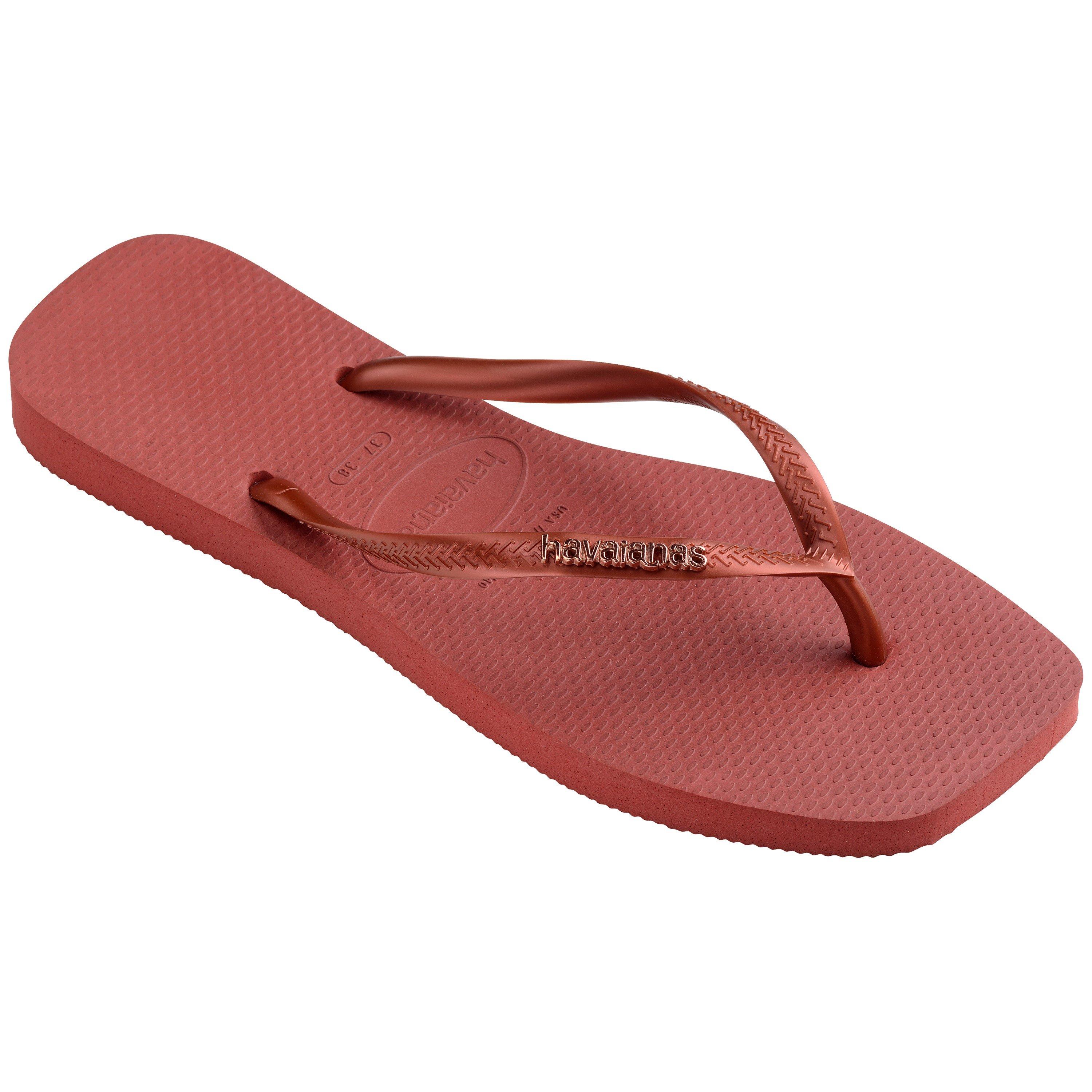 Crvena - Havaianas - Hav. Square Logo Metallic Rose Gold Flip Flops Womens - 2