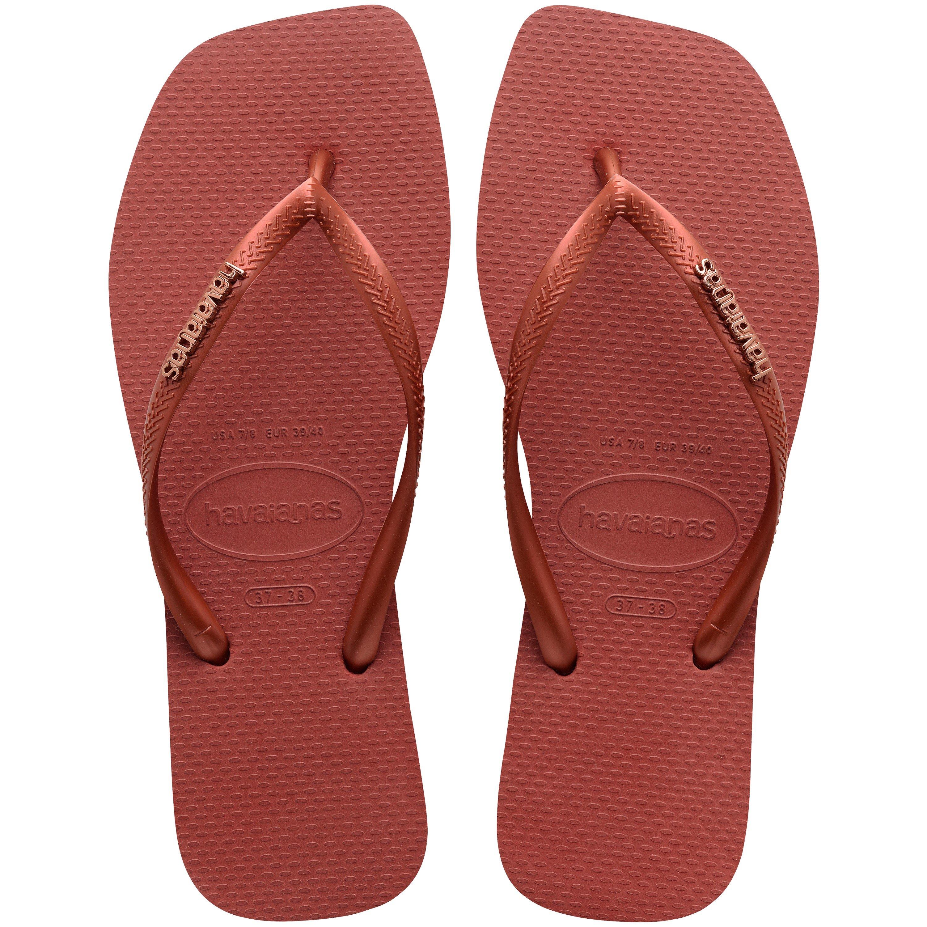 Crvena - Havaianas - Hav. Square Logo Metallic Rose Gold Flip Flops Womens - 3