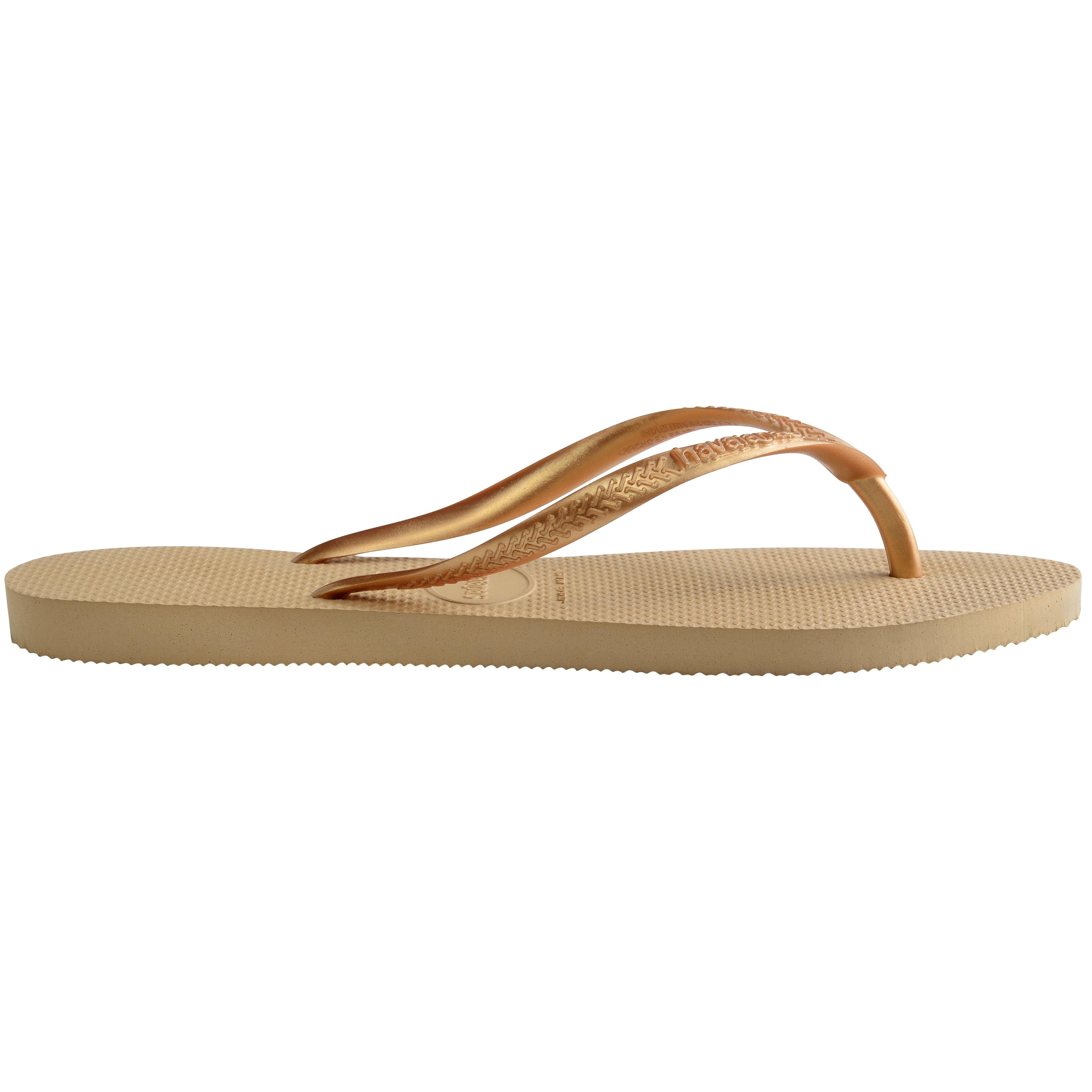 Beige - Havaianas - Women's Slim Dark Brown Metal Flip Flops - 2