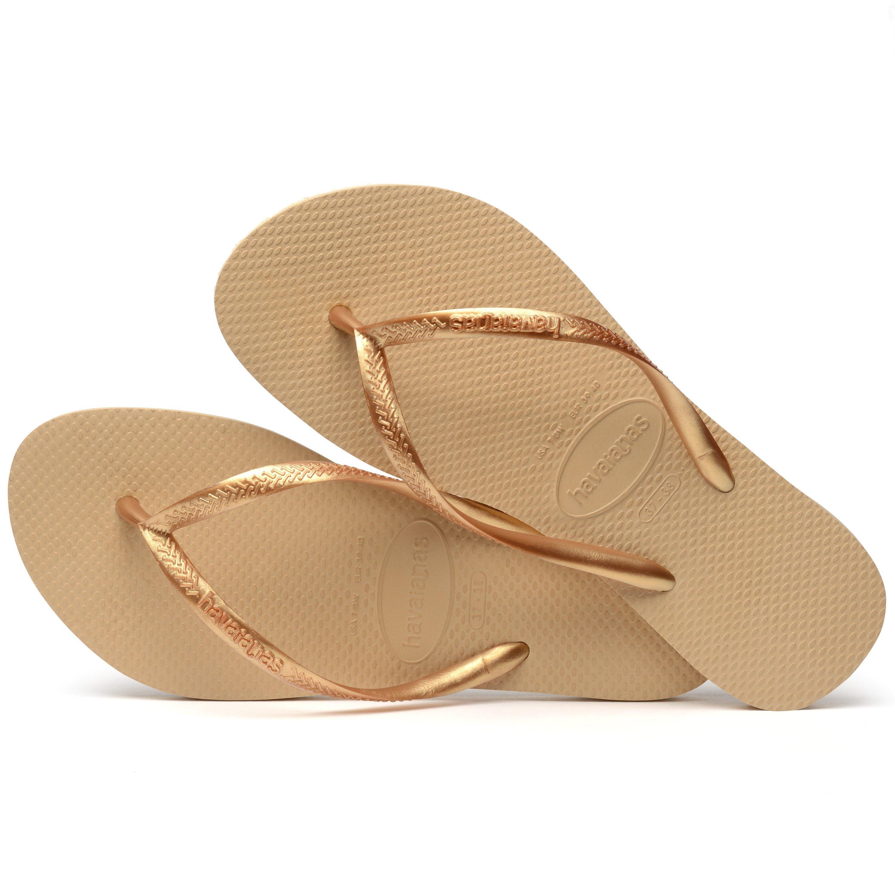Beige - Havaianas - Women's Slim Dark Brown Metal Flip Flops - 3