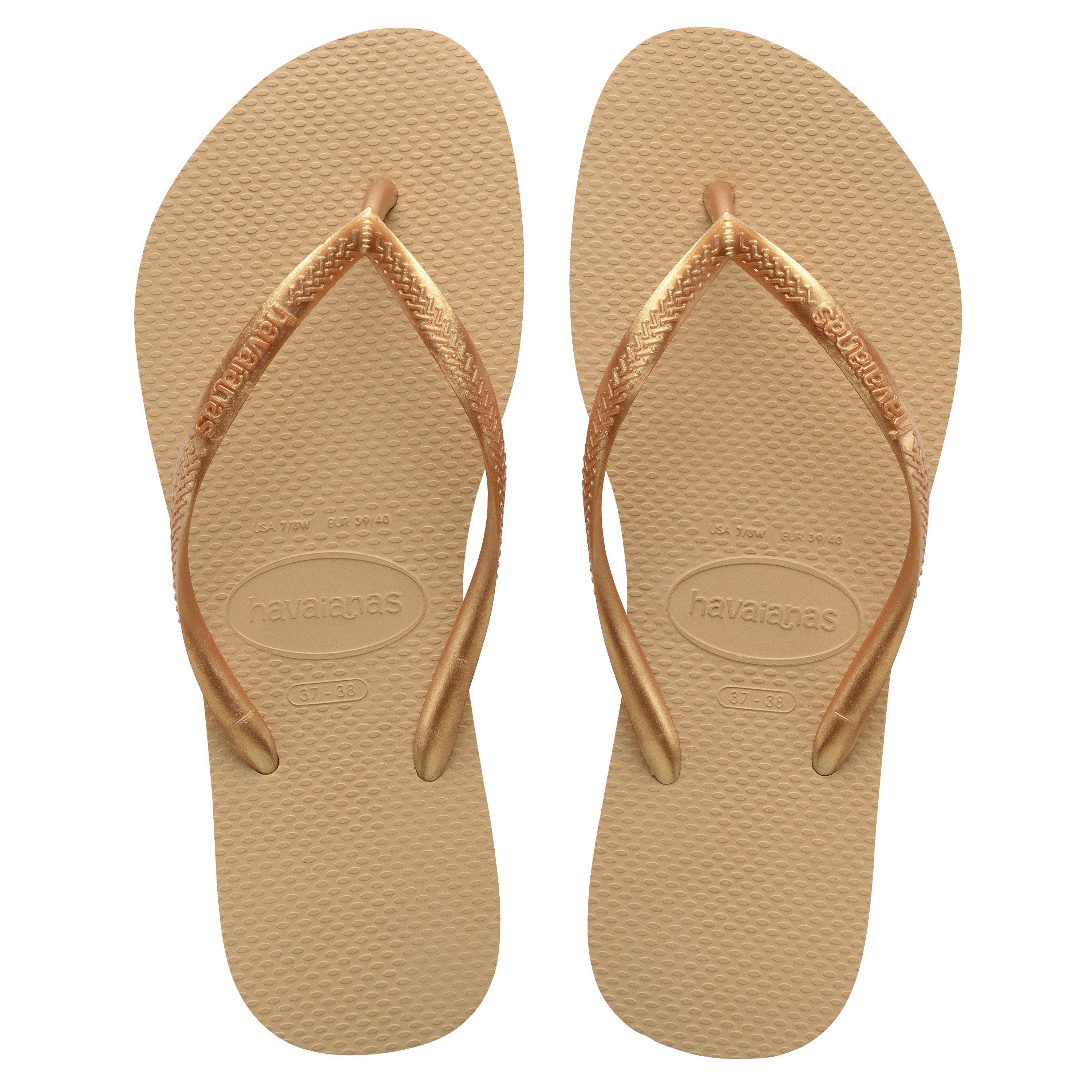 Beige - Havaianas - Women's Slim Dark Brown Metal Flip Flops - 4