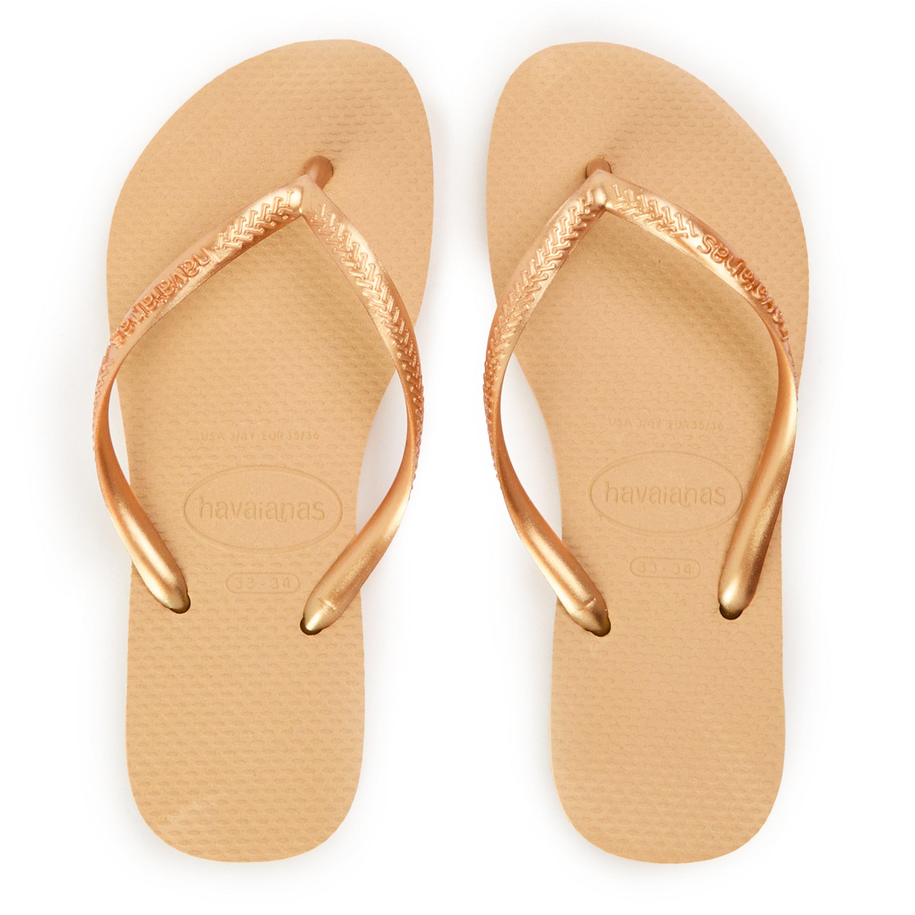Gold - Havaianas - Hav. Slim Bronze 33/34 Flip Flops Womens - 4