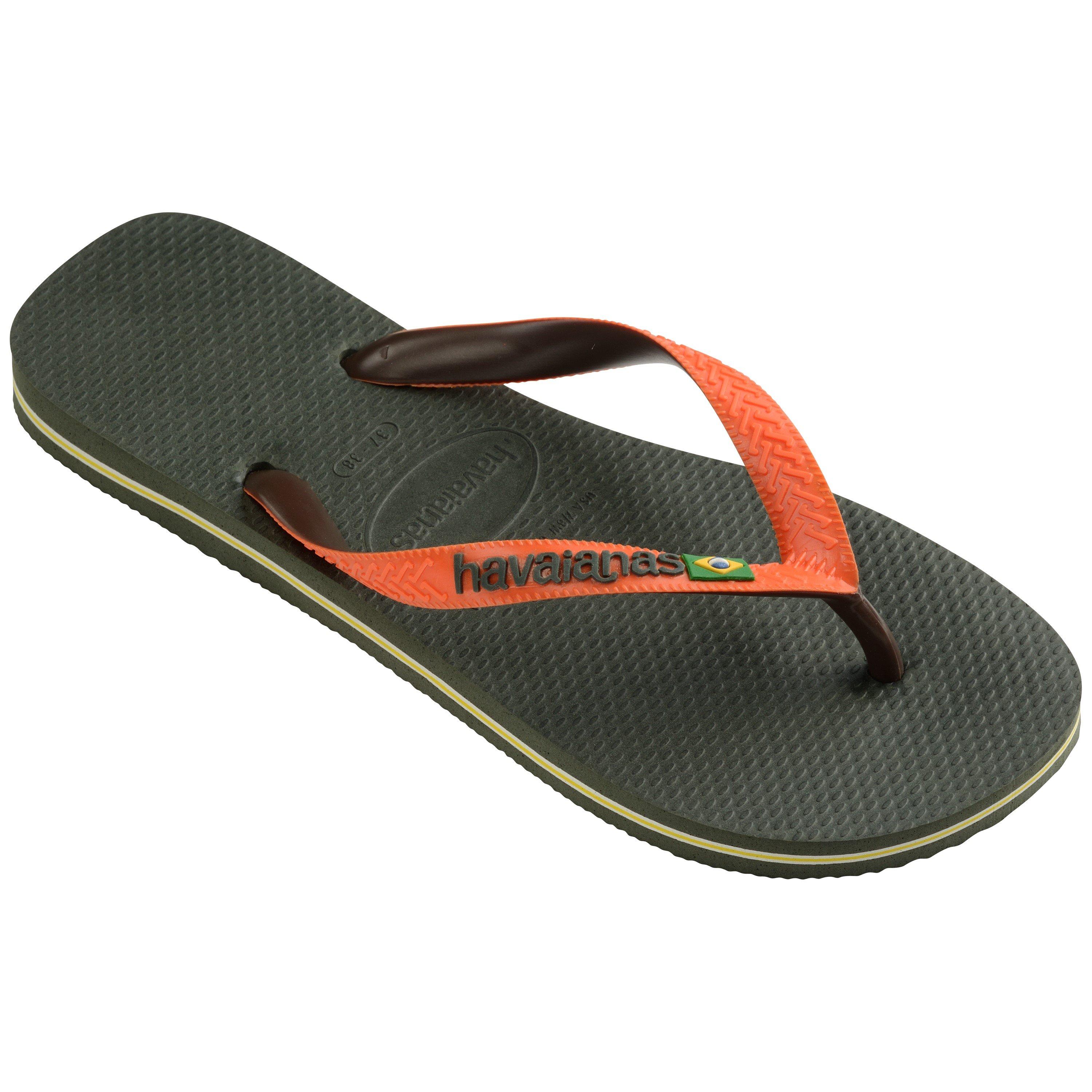 Havaianas Women's Hav Brasil Mix Flip Flops - Green/Orange - 3/4