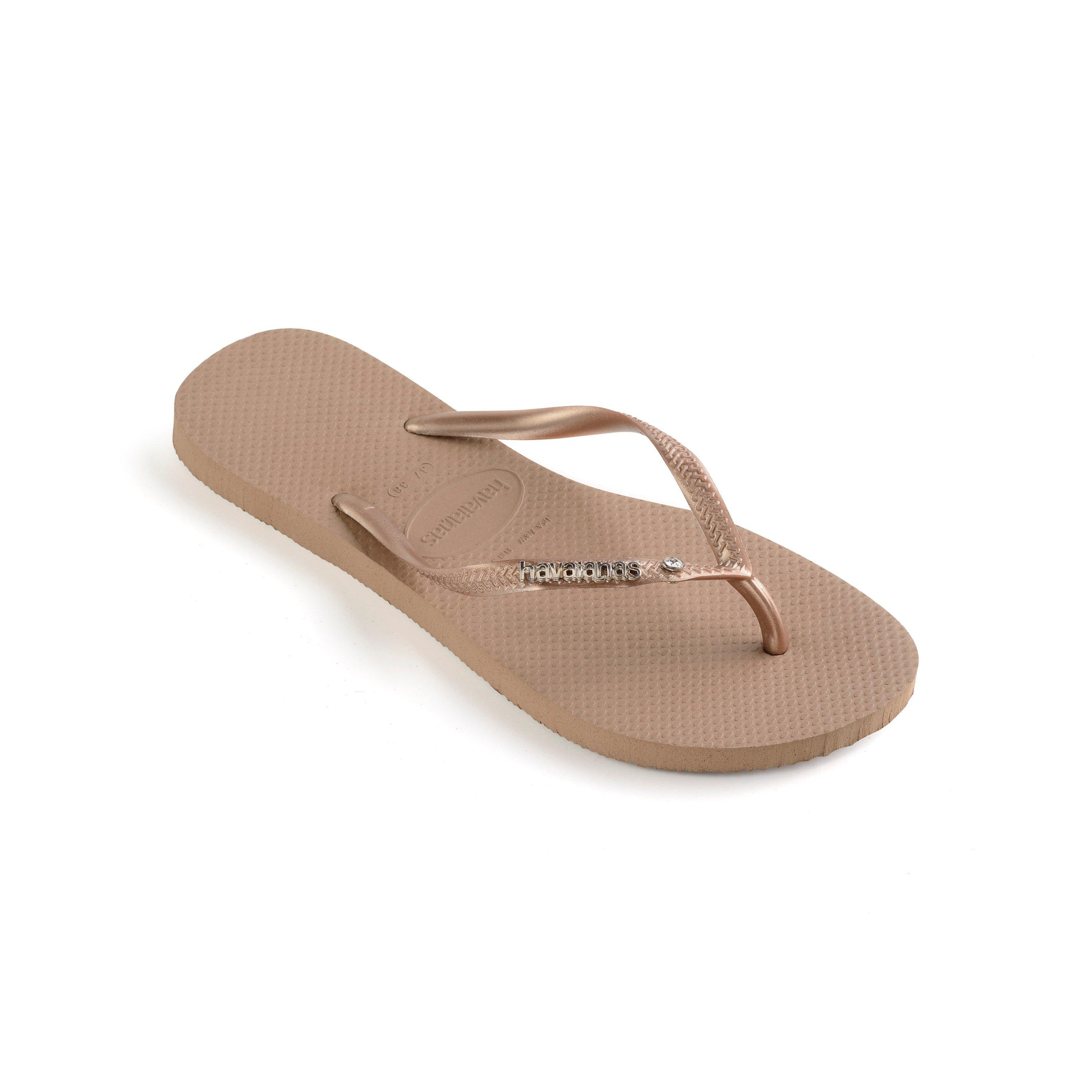 Rose Gold - Havaianas - Hav. Slim Metal Logo And Crystal Ro Flip Flops Womens - 2