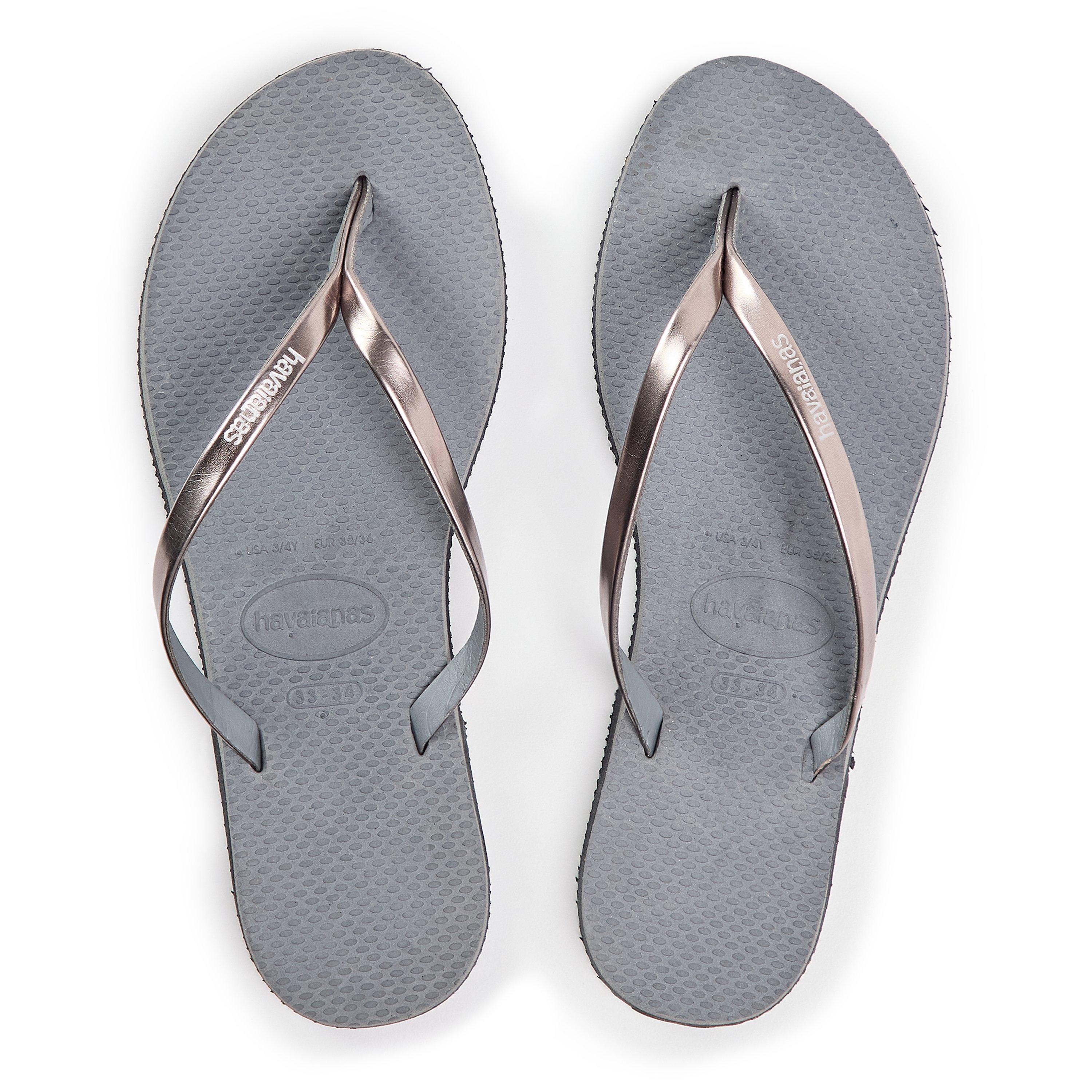 Steel Grey - Havaianas - Hav. You Metallic Steel Grey 33/34 Flip Flops Womens - 4