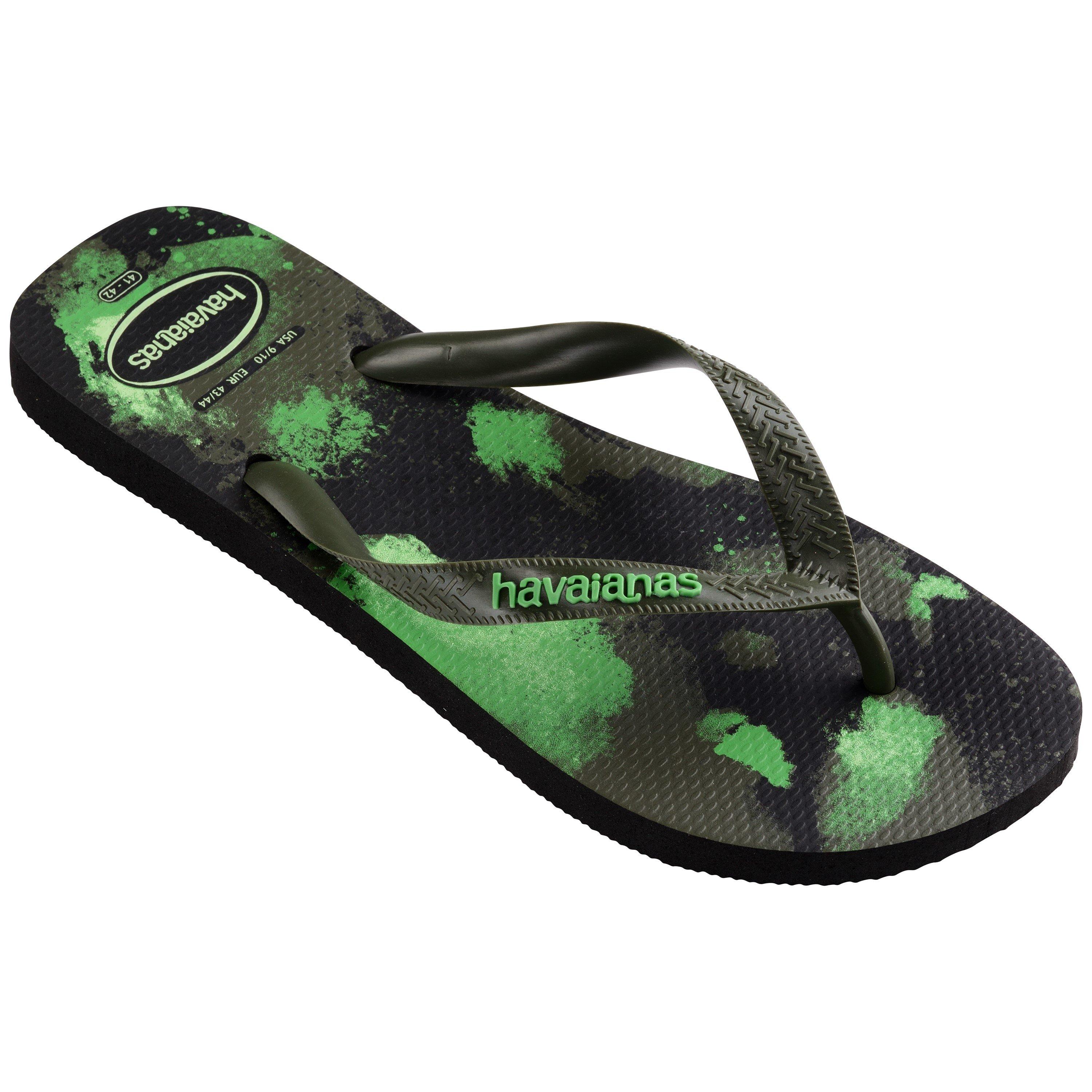 Black/Green - Havaianas - Hav. Top Camu Black/Moss 33/34 Flip Flops Womens - 2