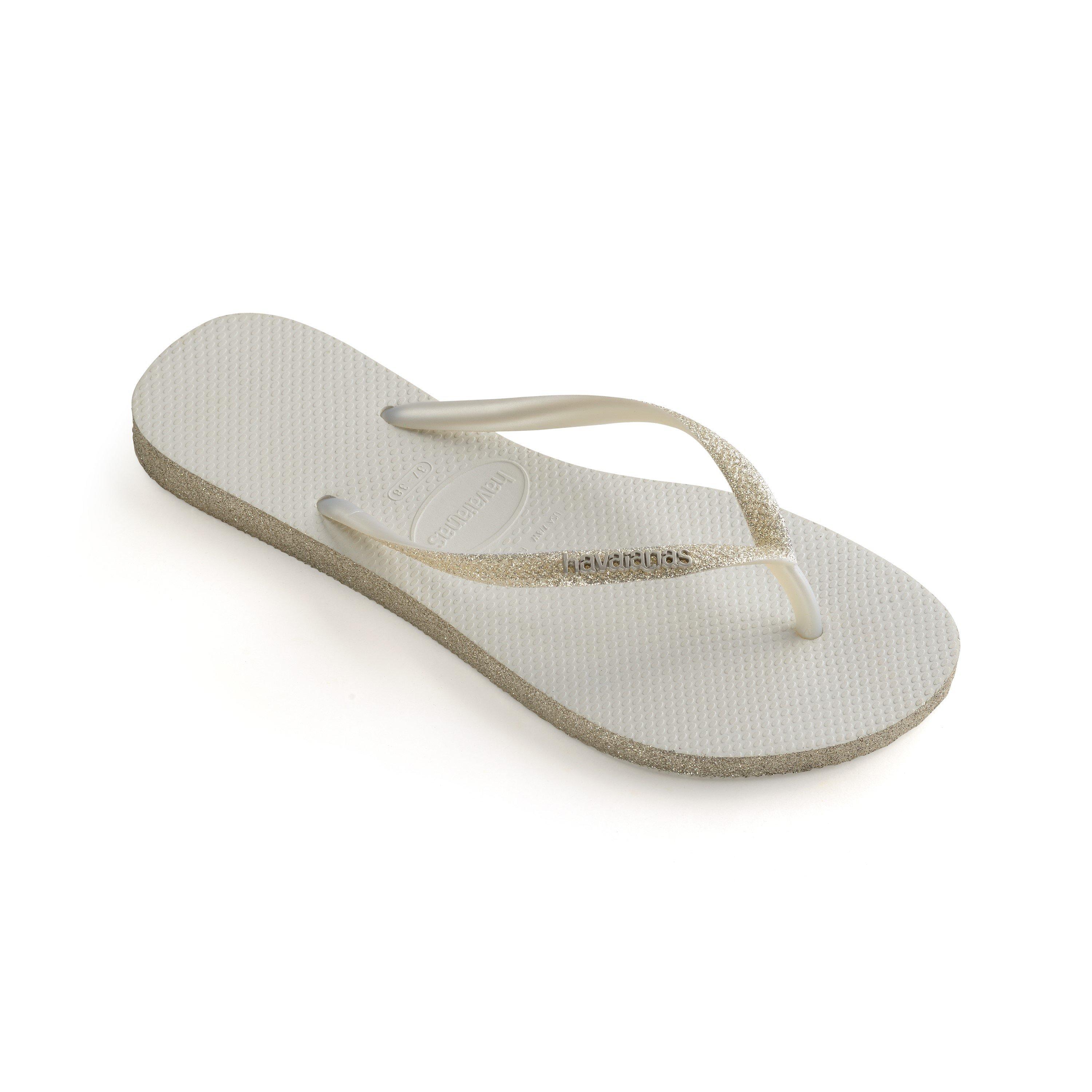 White - Havaianas - Hav. Slim Sparkle White 33/34 Flip Flops Womens - 2