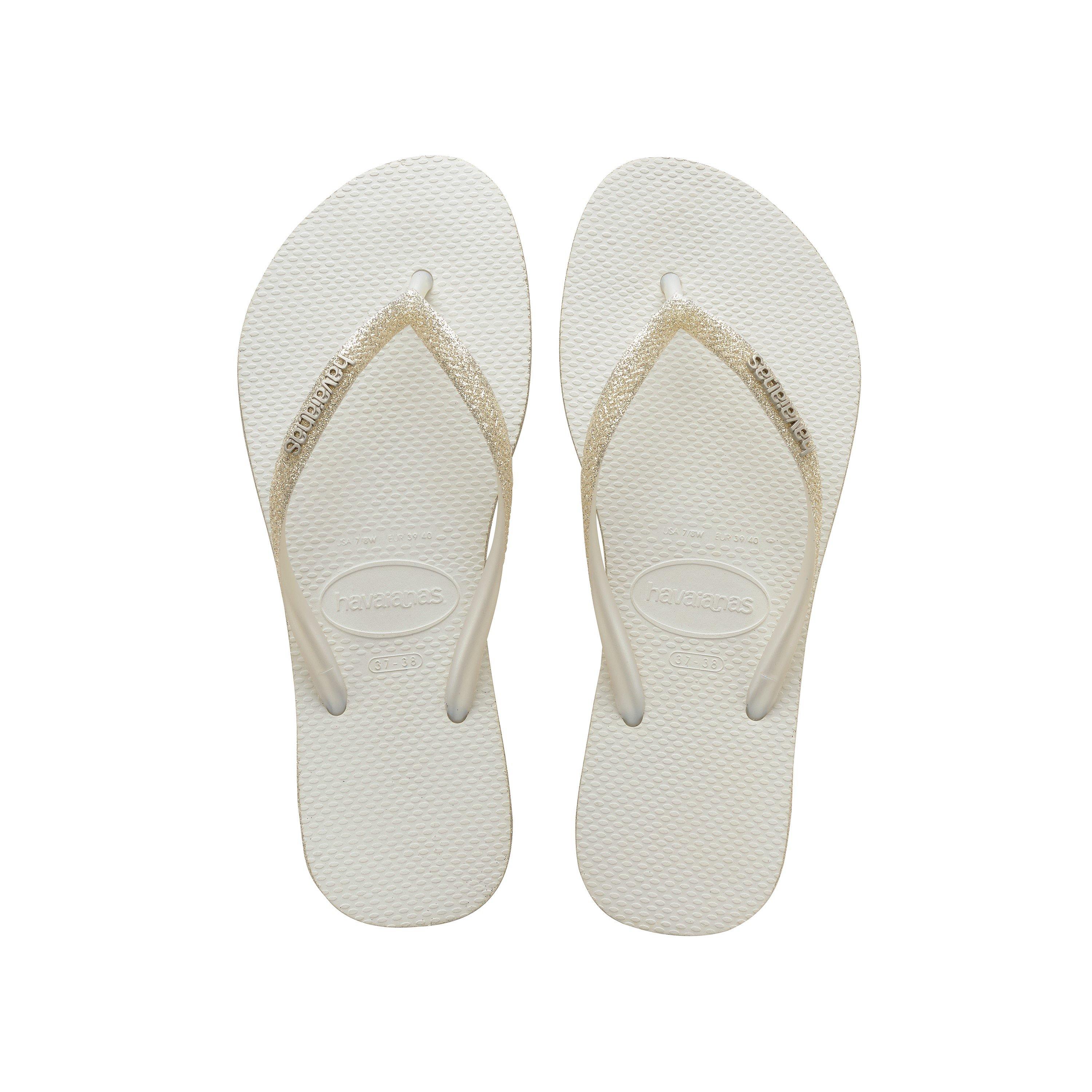 White - Havaianas - Hav. Slim Sparkle White 33/34 Flip Flops Womens - 3