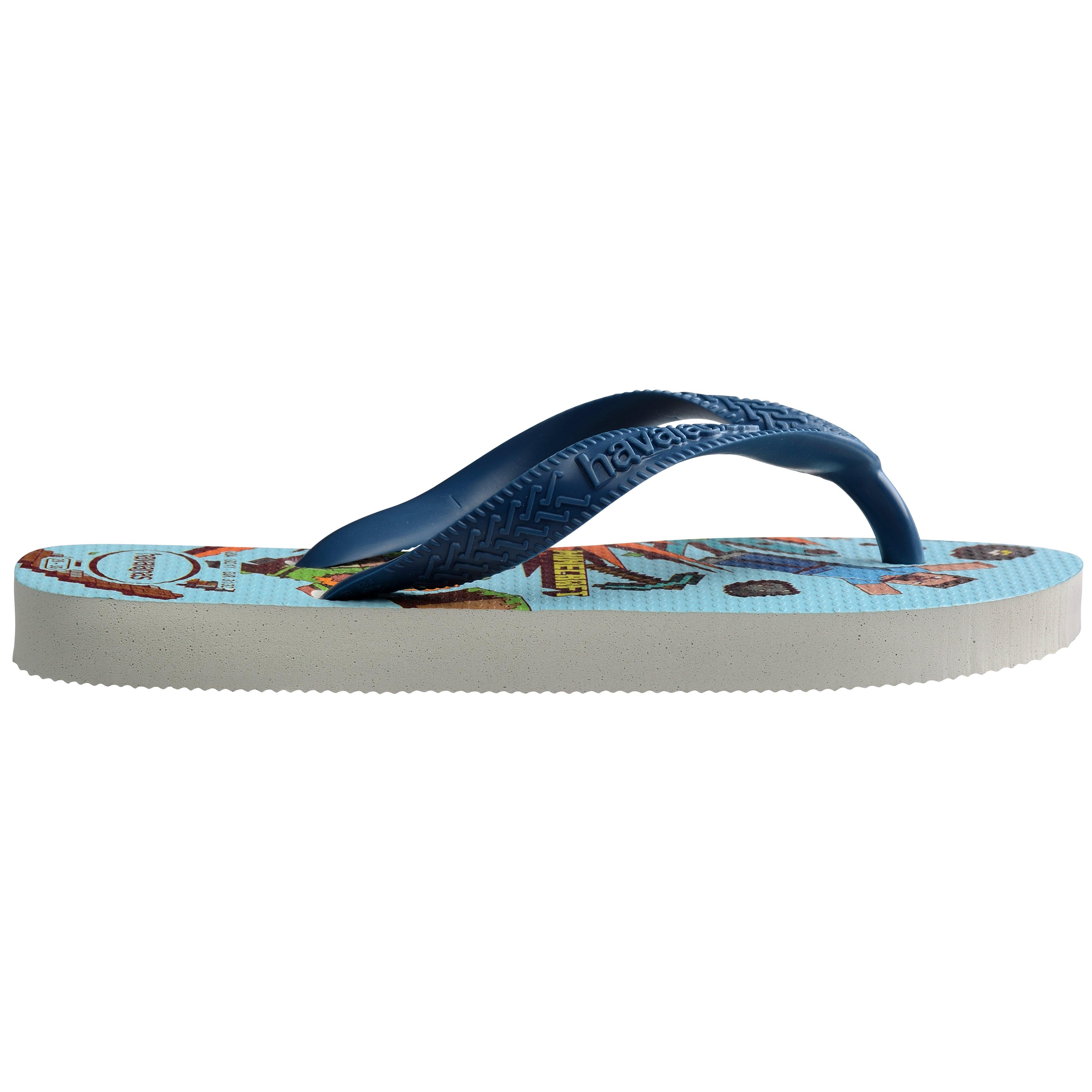 Hav. Kids Minecraft White/Blue Comf Flip Flops Womens