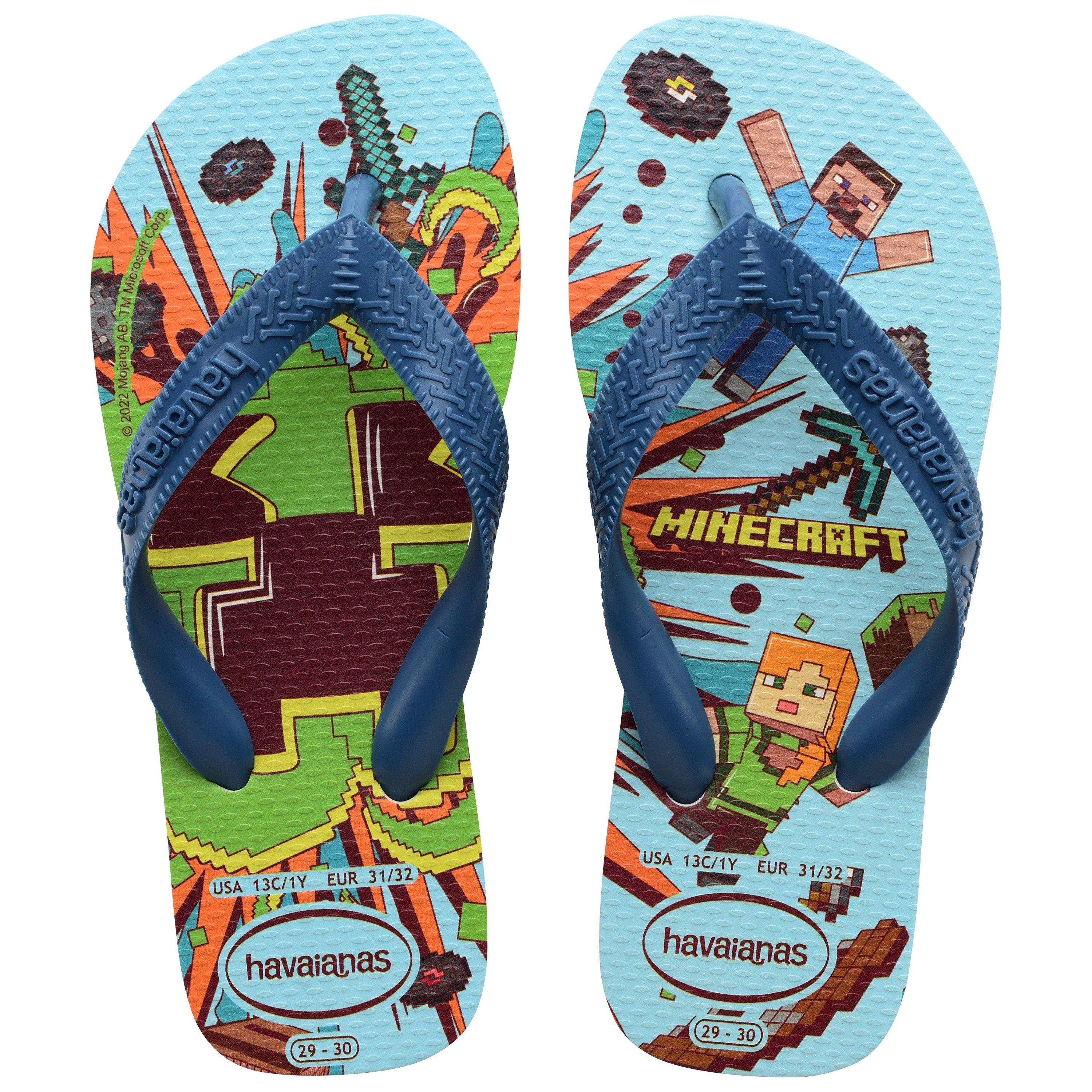 White/Blue - Havaianas - Minecraft Flip Flops - 3
