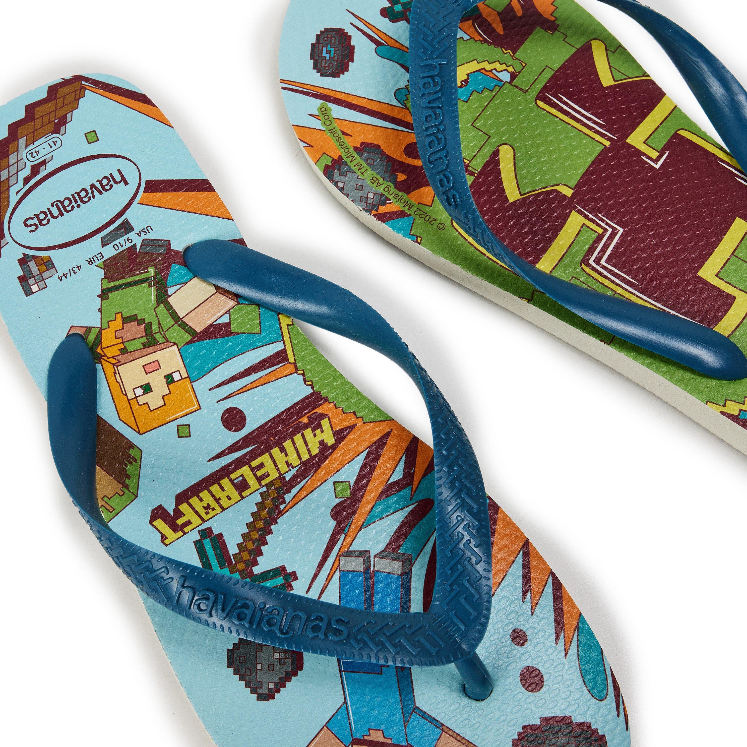 White/Blue - Havaianas - Women's Minecraft Beige Flip Flops - 3