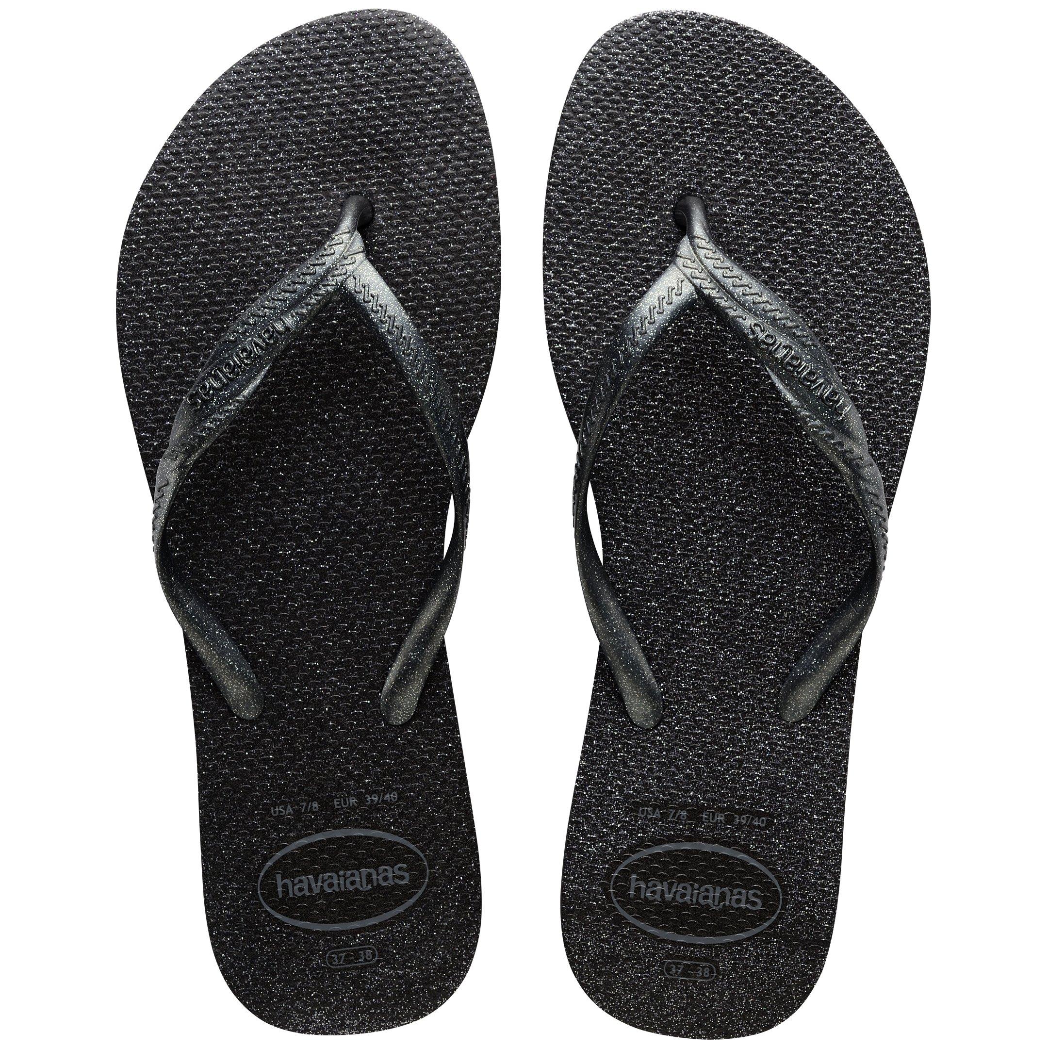 Black/Grey - Havaianas - Hav. Fantasia Gloss Black/Grey 33/3 Flip Flops Womens - 3
