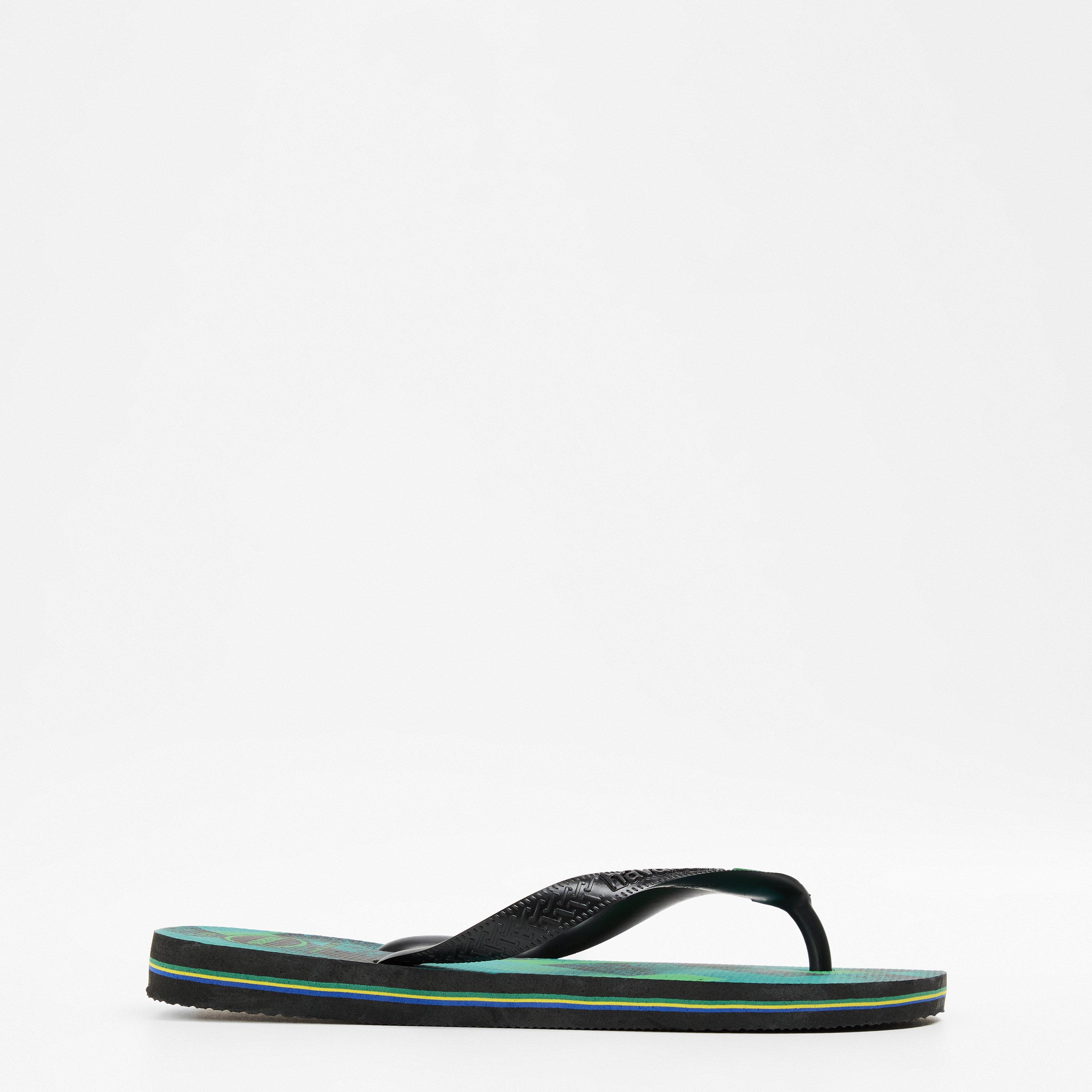 Havaianas Women's Brasil Fresh Flip Flops - Black/Green - 3/4