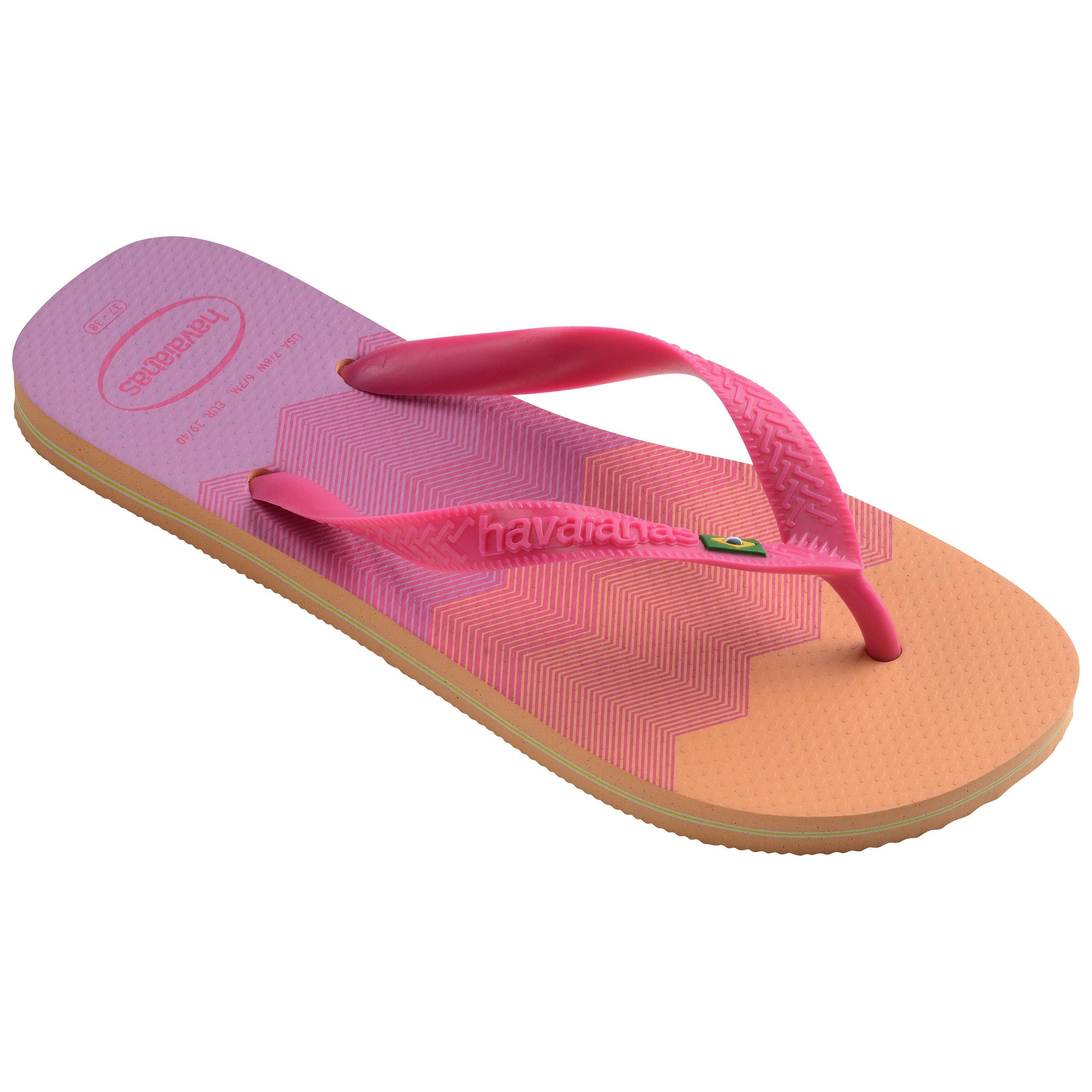 Peach - Havaianas - Hav. Brasil Fresh Black/Black/Leaf Flip Flops Womens - 2