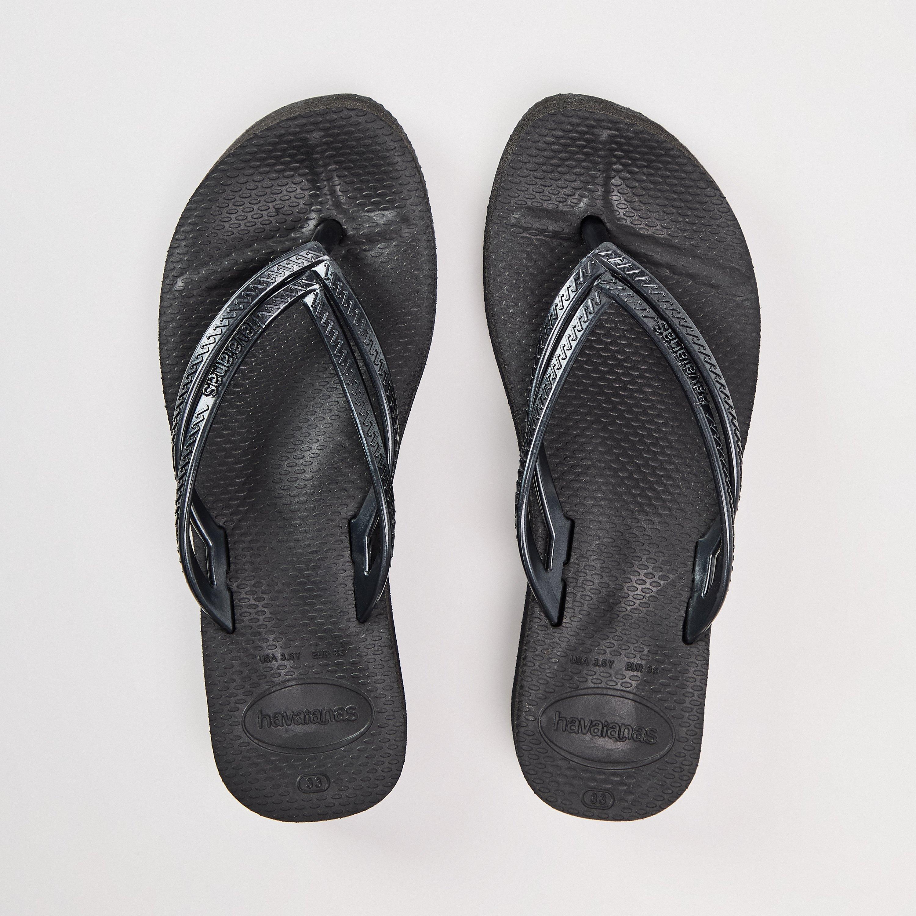 Black - Havaianas - Hav. Wedges Steel Grey/Steel Grey 3 Flip Flops Womens - 3