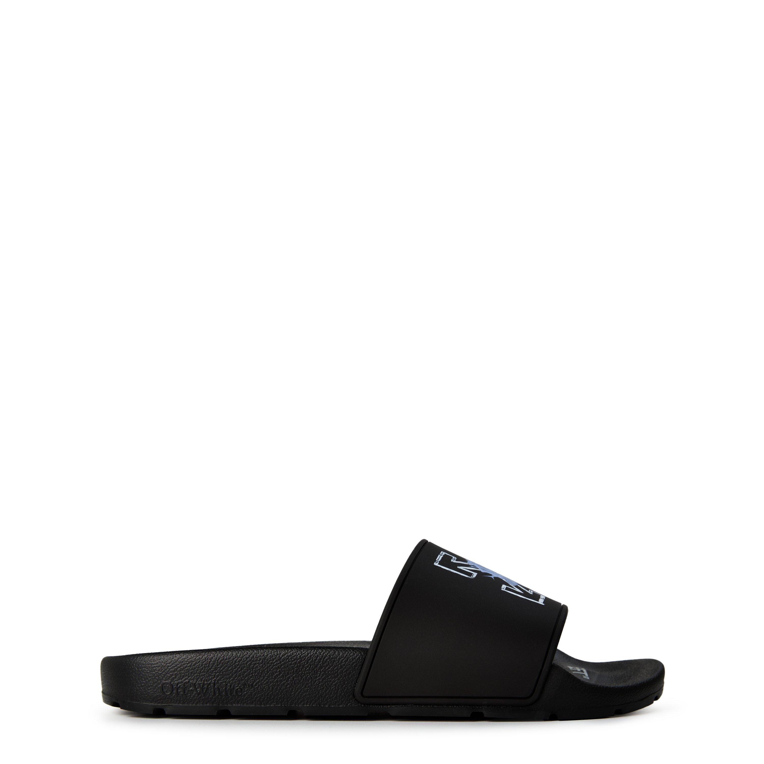 Black/Blue - Off White - Women's Flower Logo Pool Sliders - 1