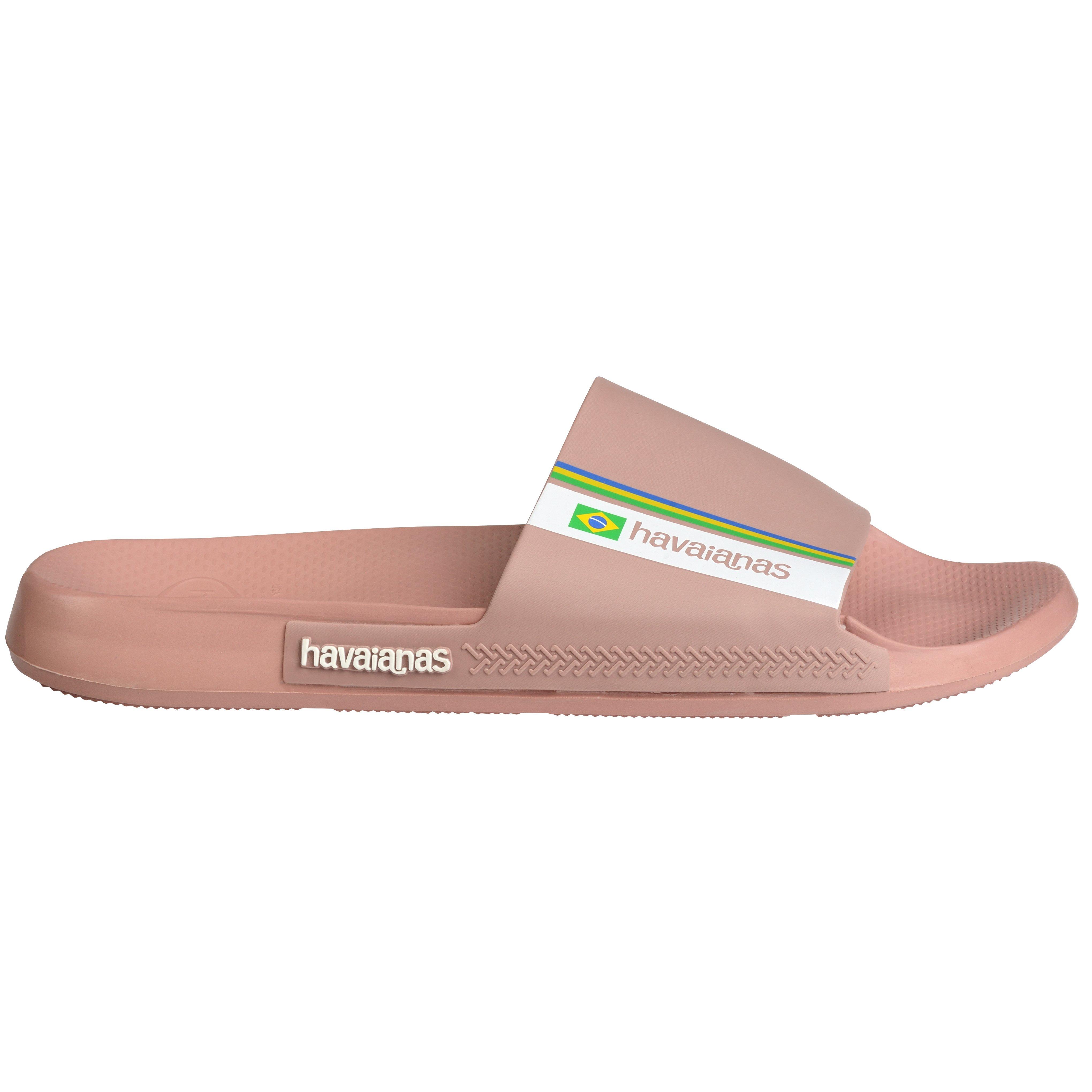 Havaianas Women's Slide Brasil Black Flip Flops - Crocus Rose - 1/2