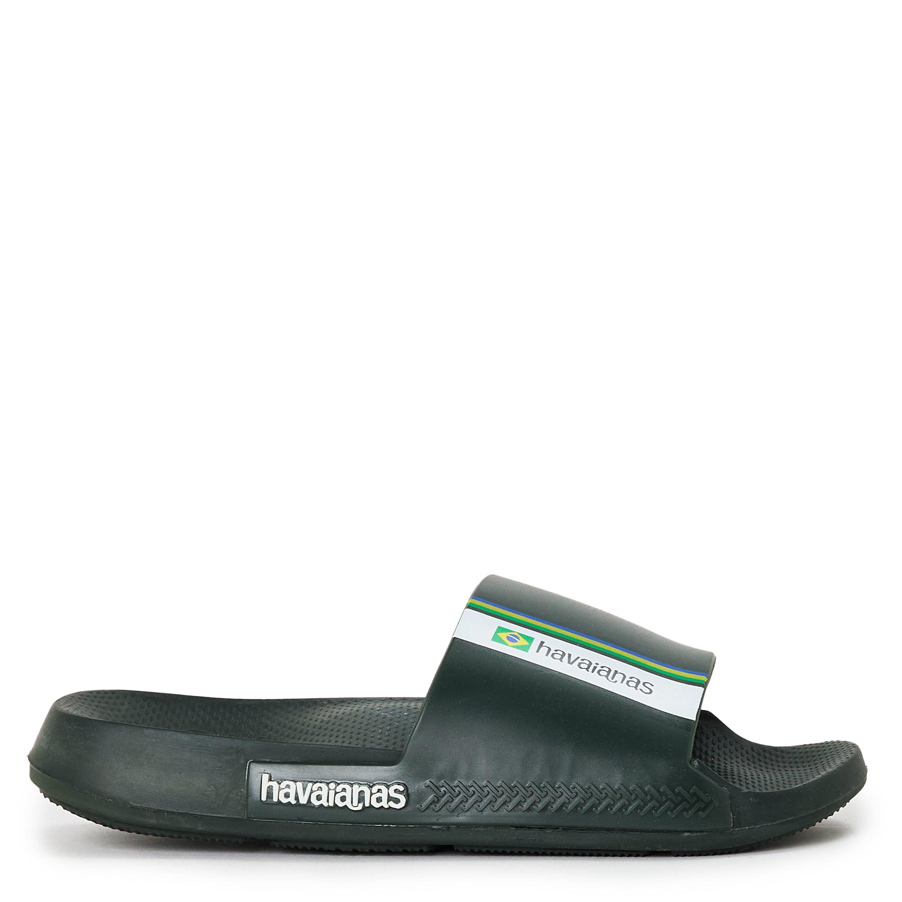 Havaianas Women's Slide Brasil Black Flip Flops - Green - 1/2