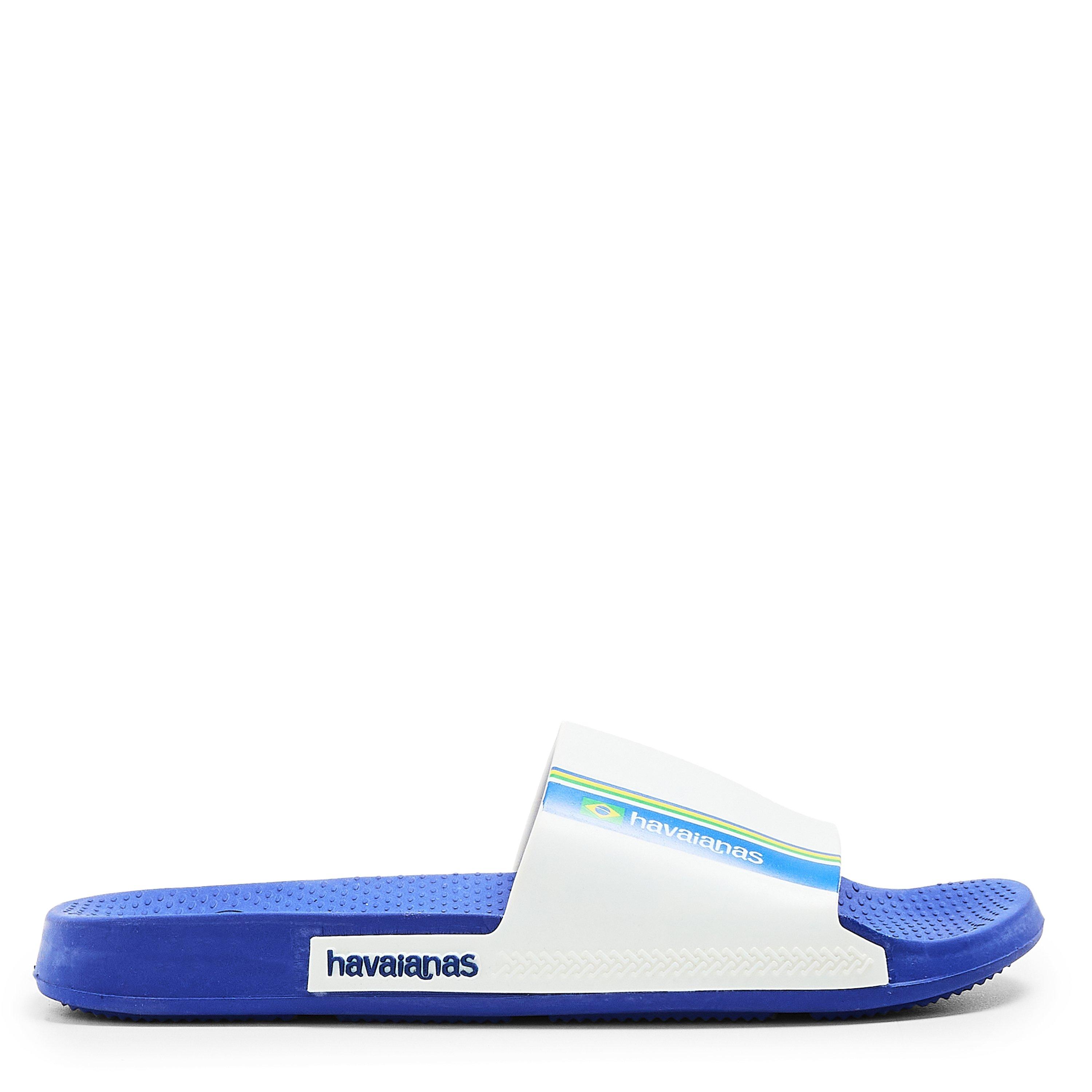 Havaianas Women's Slide Brasil Black Flip Flops - Marine Blue - 12C