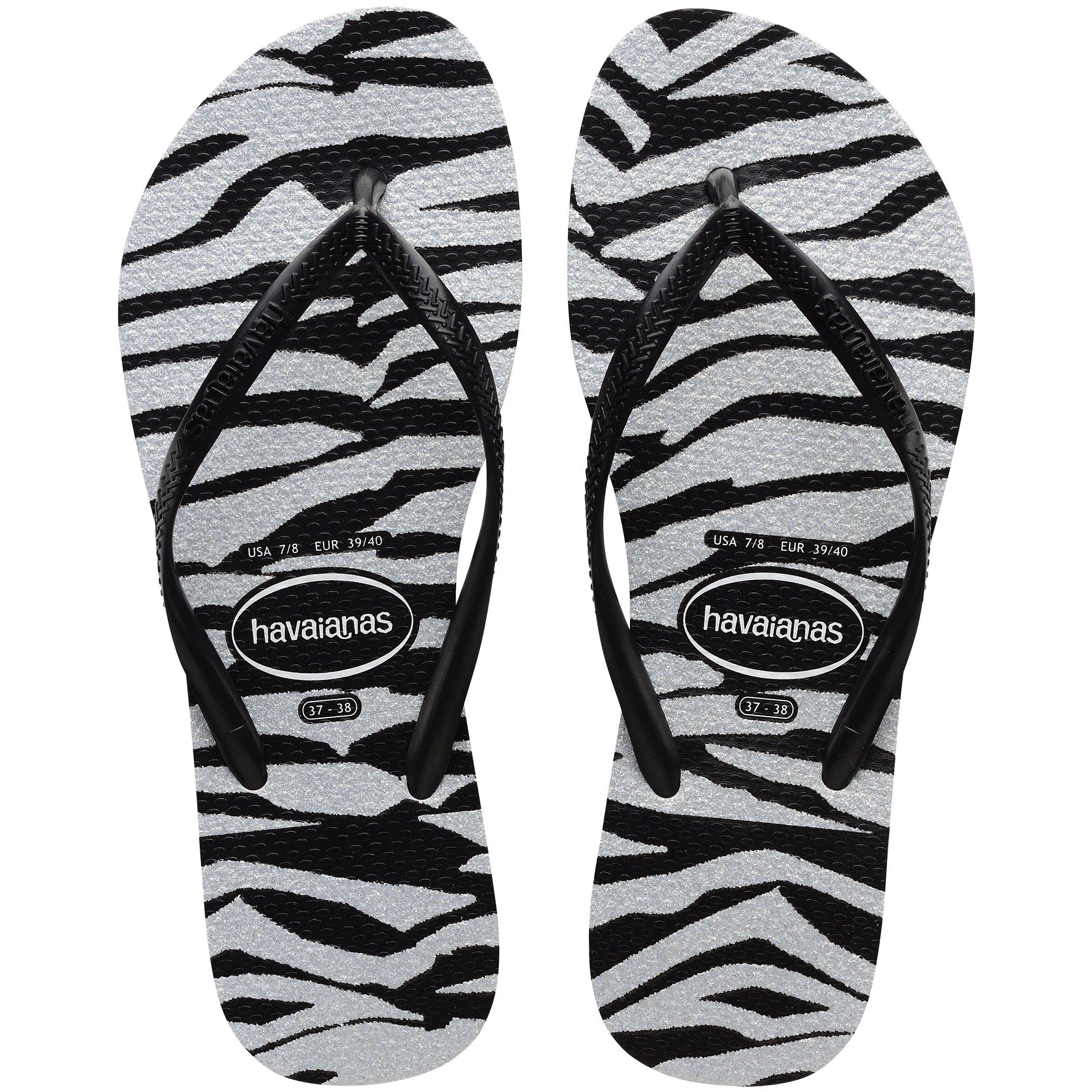 Black - Havaianas - Hav. Slim Animals Glitter Black 33/ Flip Flops Womens - 3