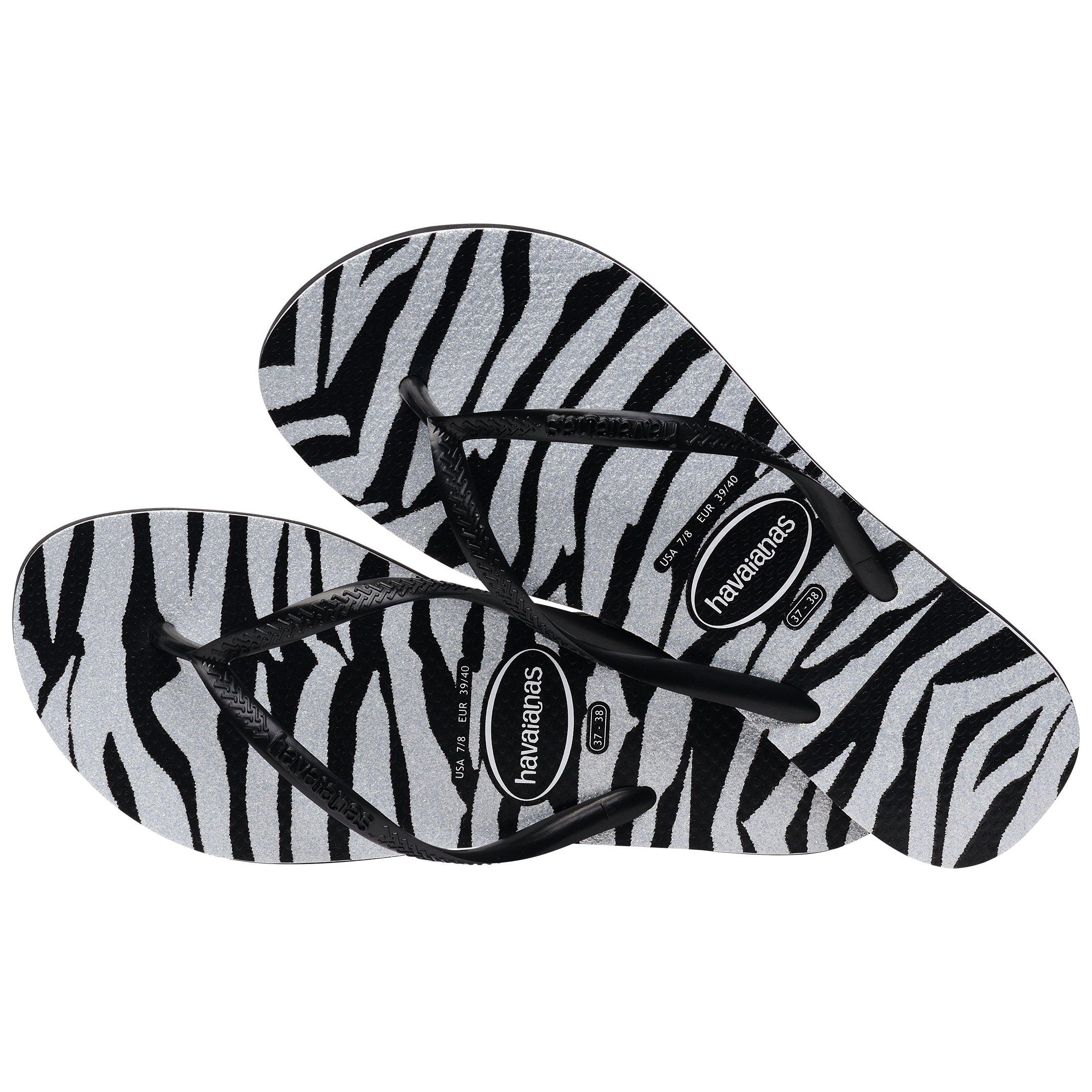 Black - Havaianas - Hav. Slim Animals Glitter Black 33/ Flip Flops Womens - 4
