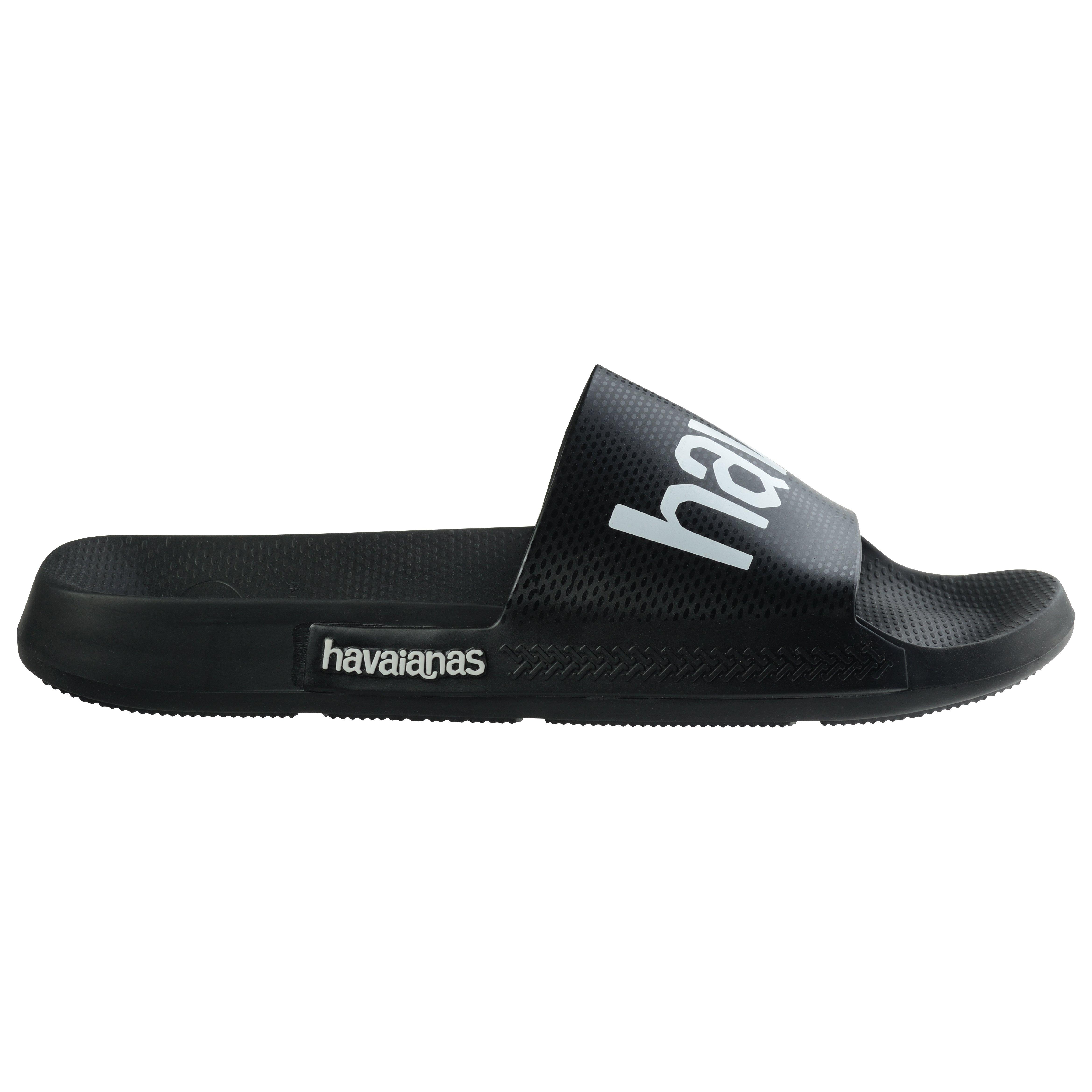 Black - Havaianas - Hav. Slide Classic Logomania Black Flip Flops Womens - 1