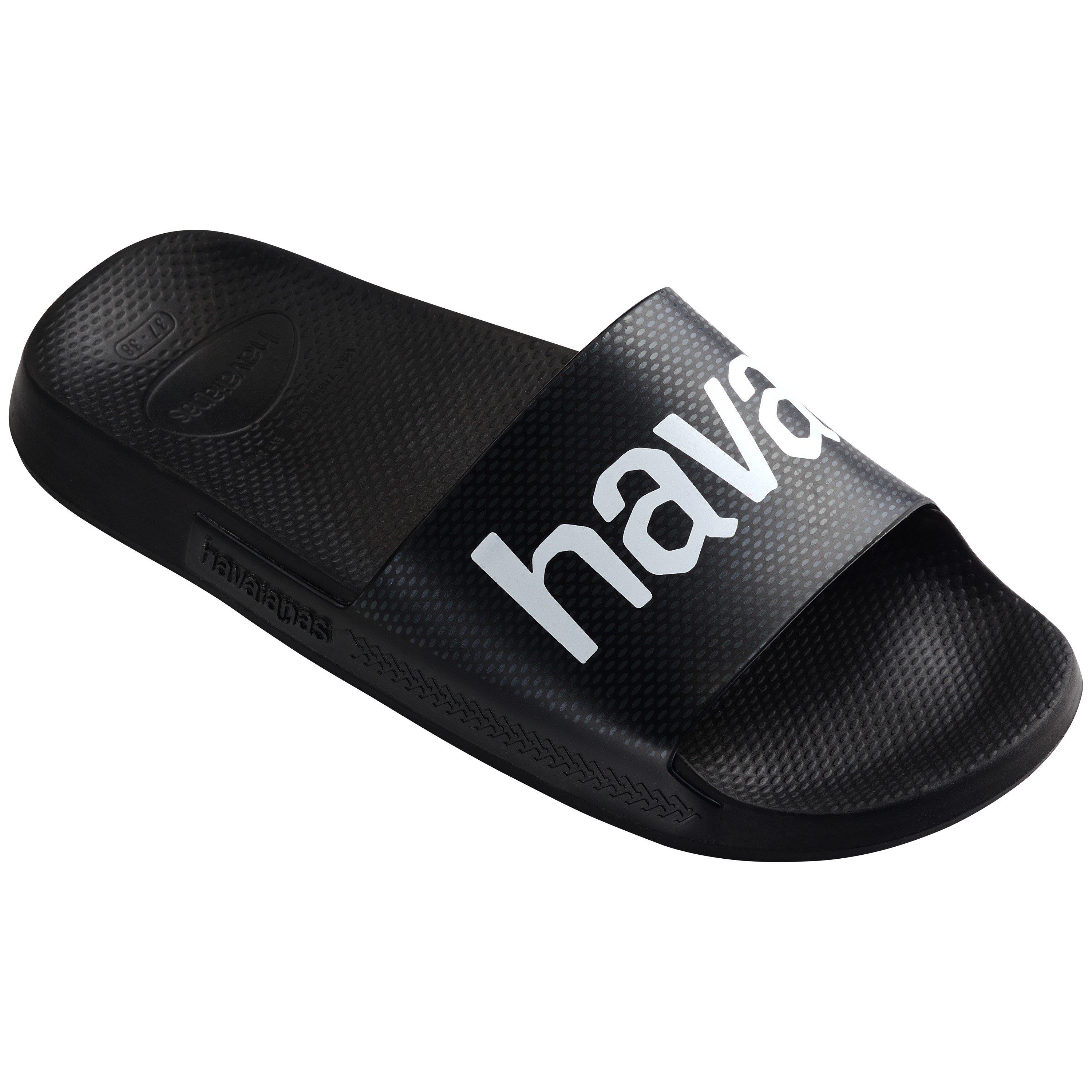 Black - Havaianas - Hav. Slide Classic Logomania Black Flip Flops Womens - 2