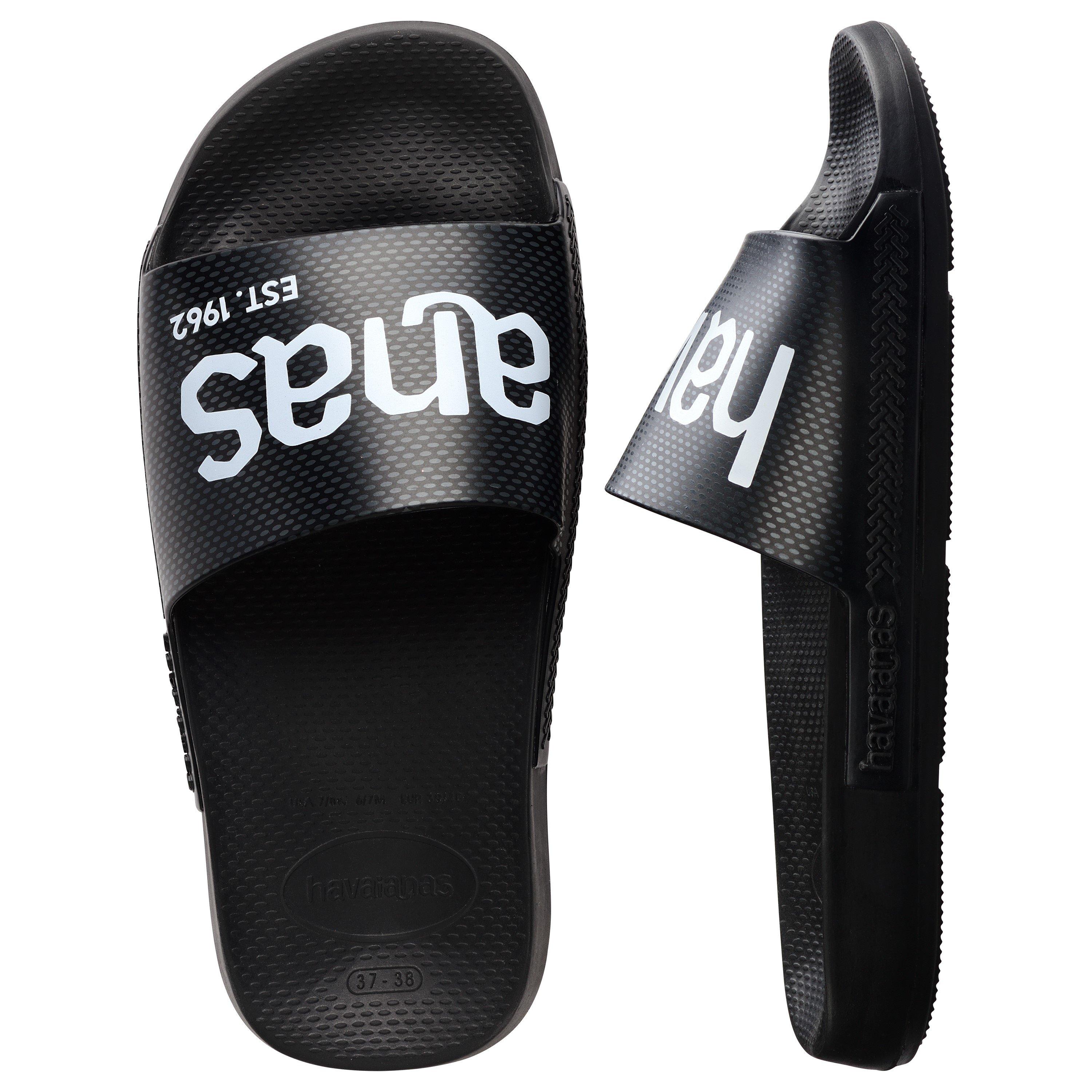 Black - Havaianas - Hav. Slide Classic Logomania Black Flip Flops Womens - 3