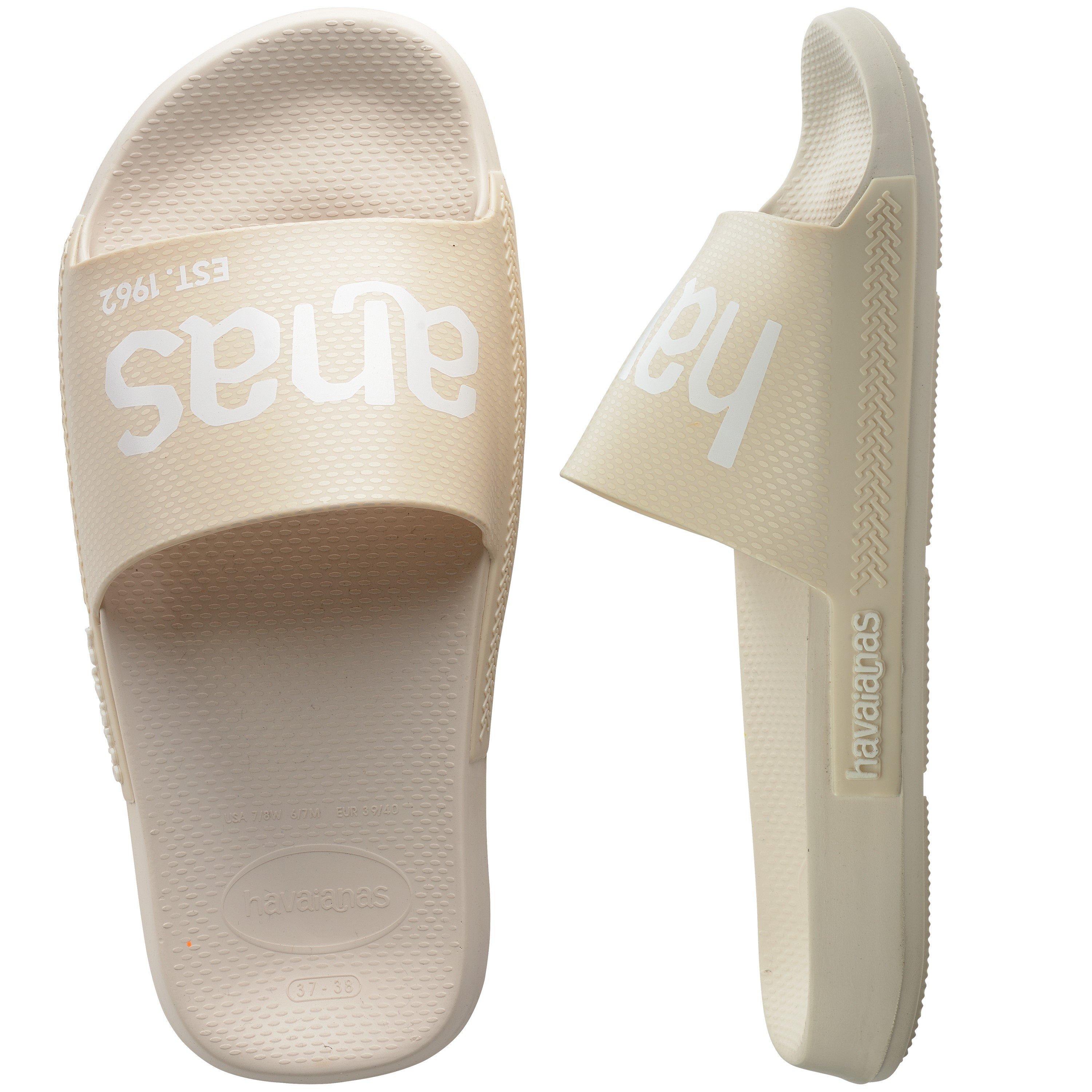 Beige - Havaianas - Hav. Slide Classic Logomania Black Flip Flops Womens - 3