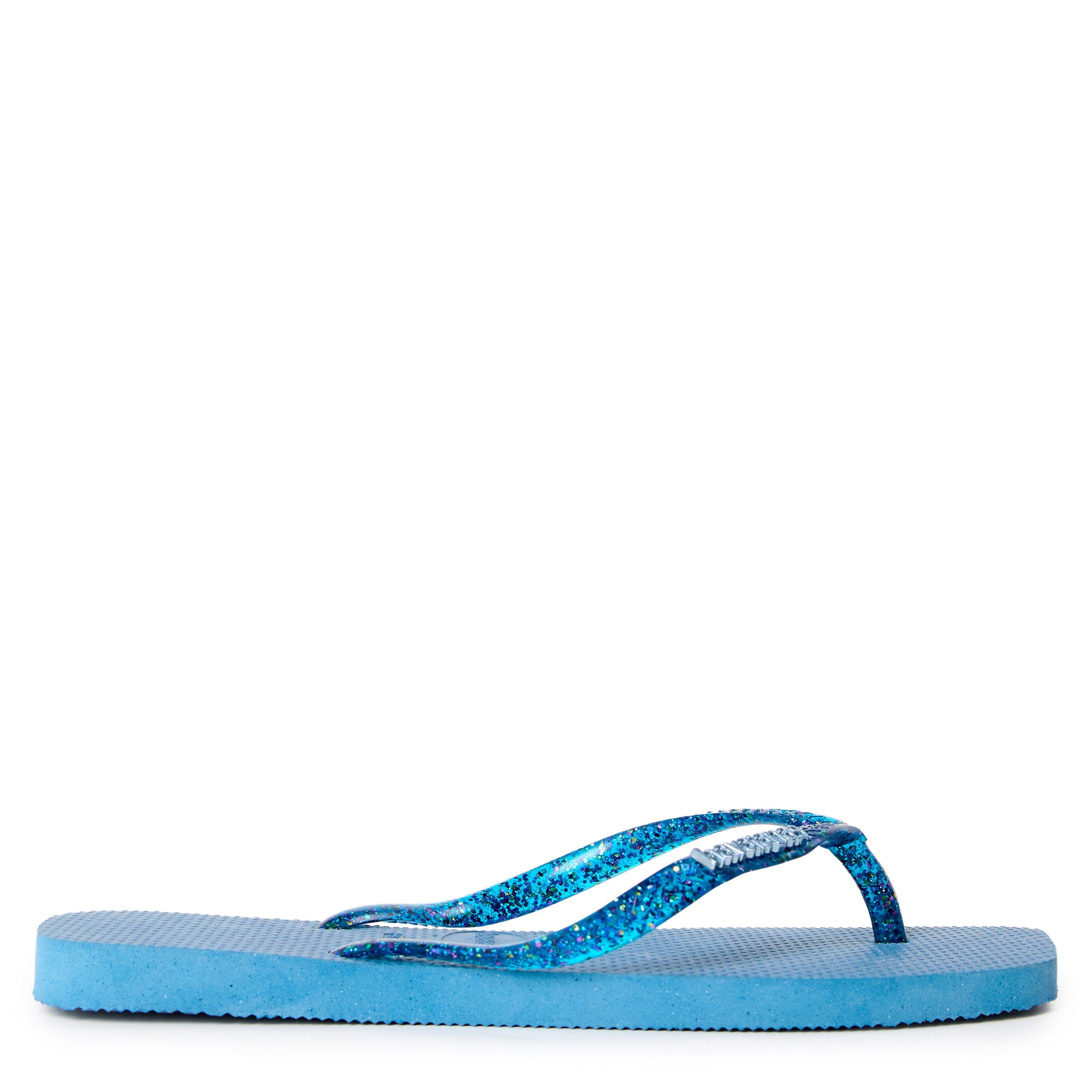 Havaianas Hav. Square Logo Metallic Comfy Blu Flip Flops Womens