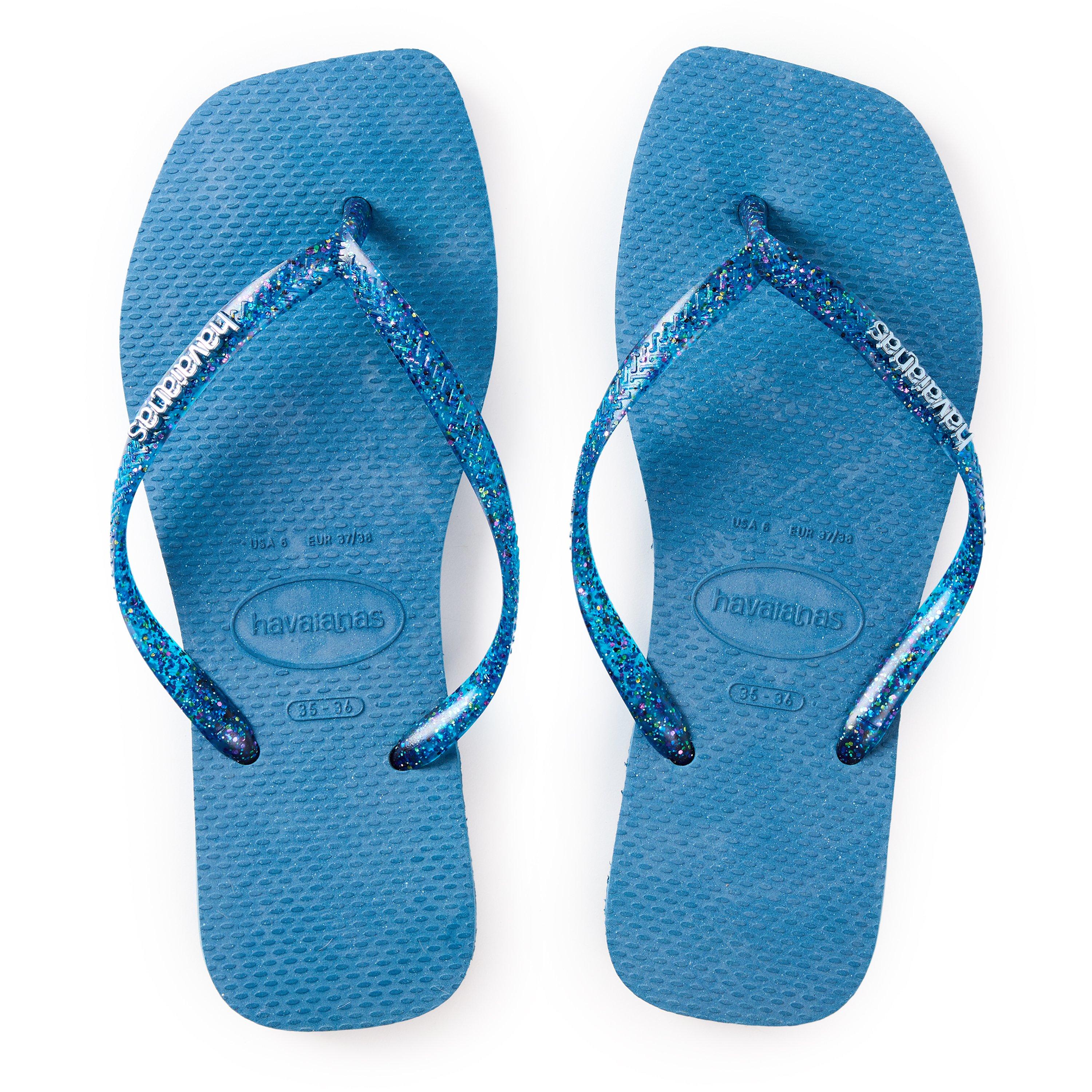 Comfy Blue - Havaianas - Hav. Square Logo Metallic Comfy Blu Flip Flops Womens - 4