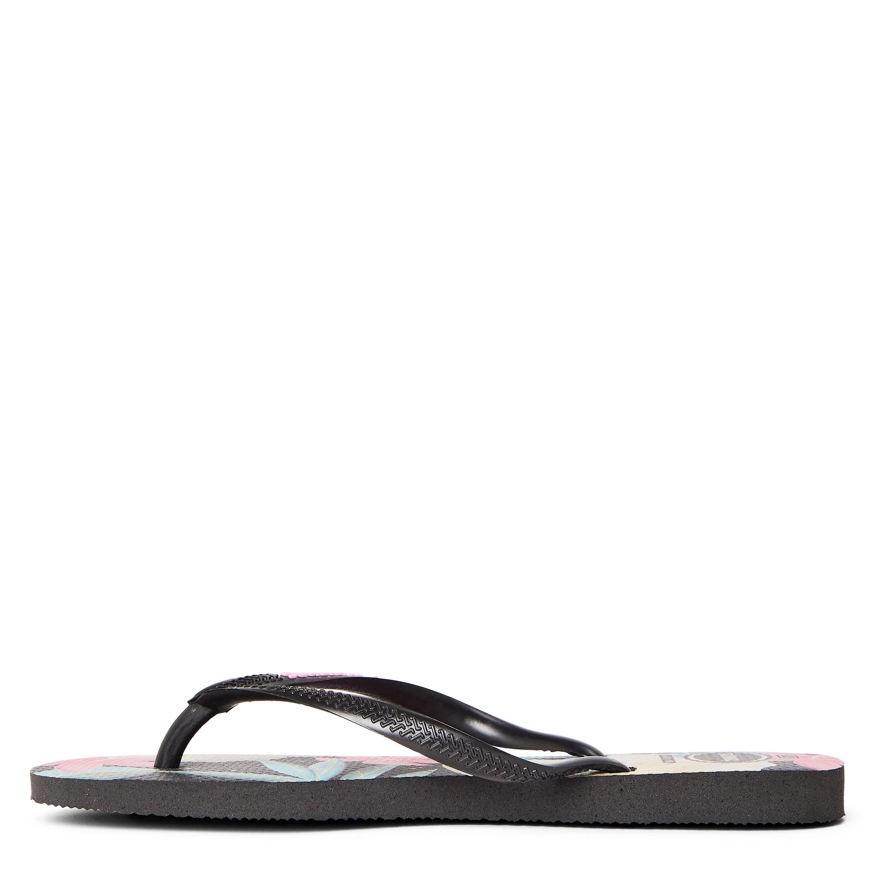 Blk/Pink - Havaianas - Hav. Slim Floral Black/Pink 35/36 Flip Flops Womens - 2