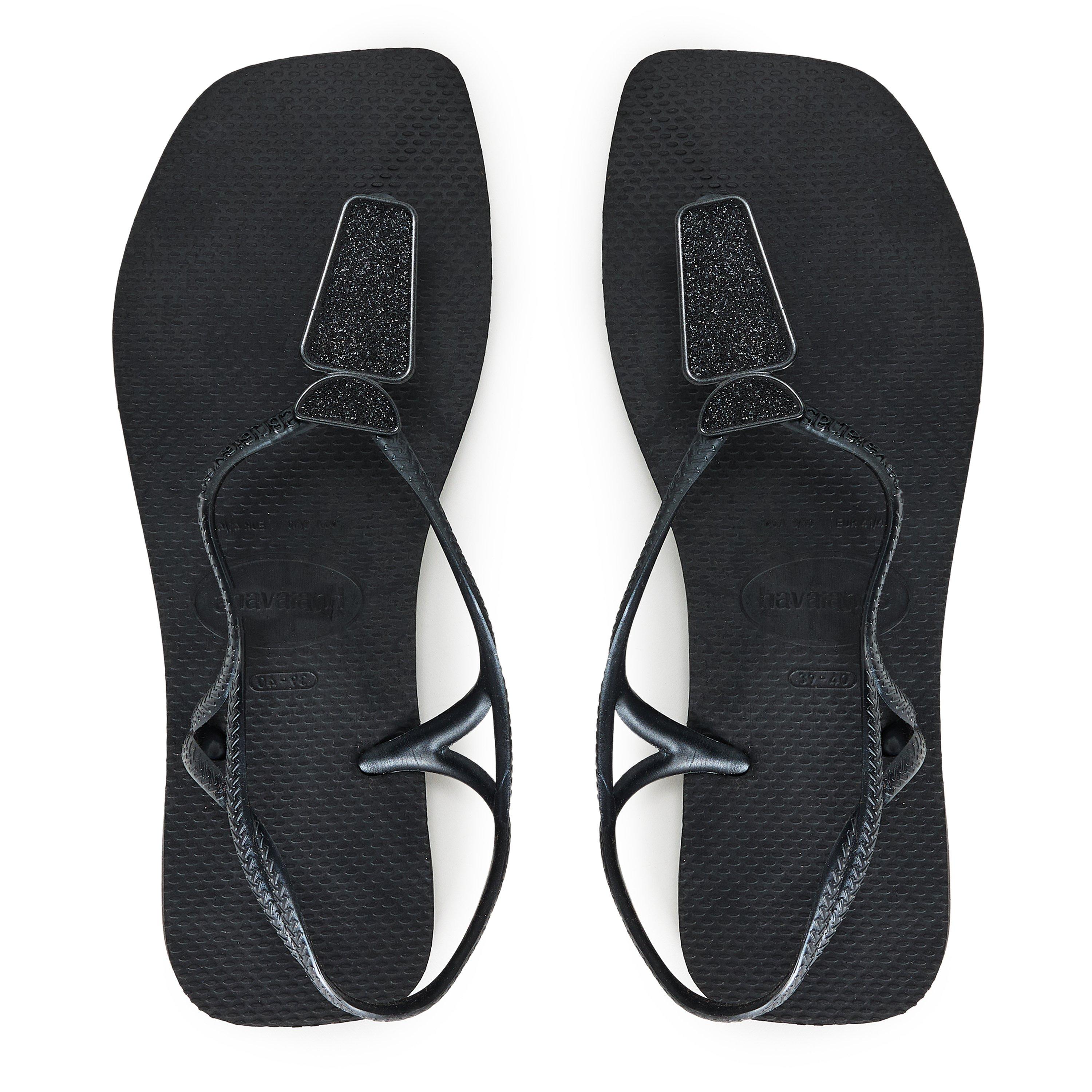 Zwart - Havaianas - Women's Luna Squared Chic Crocus Rose Flip Flops - 4