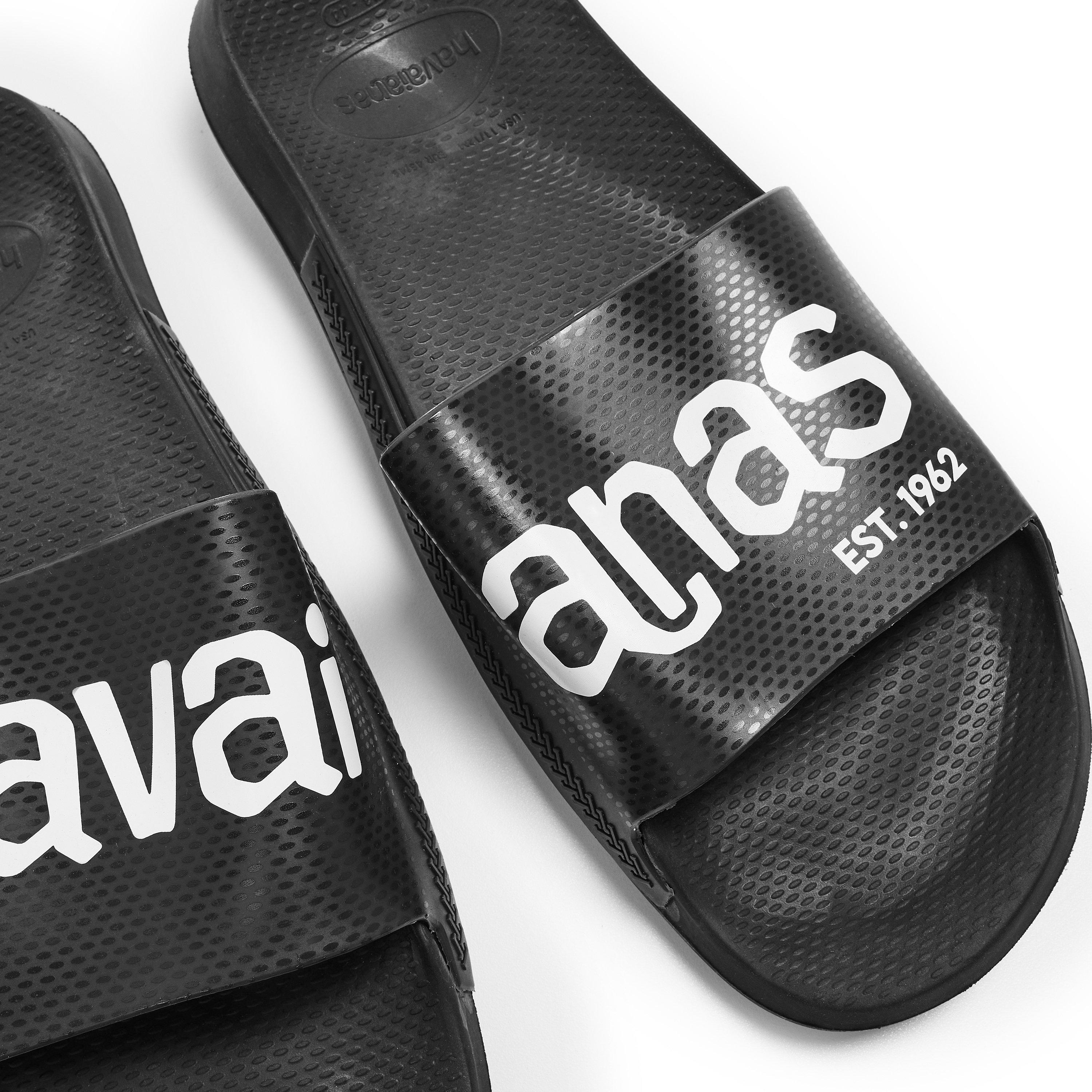 Black - Havaianas - Hav. Slide Classic Logomania Black Flip Flops Womens - 3