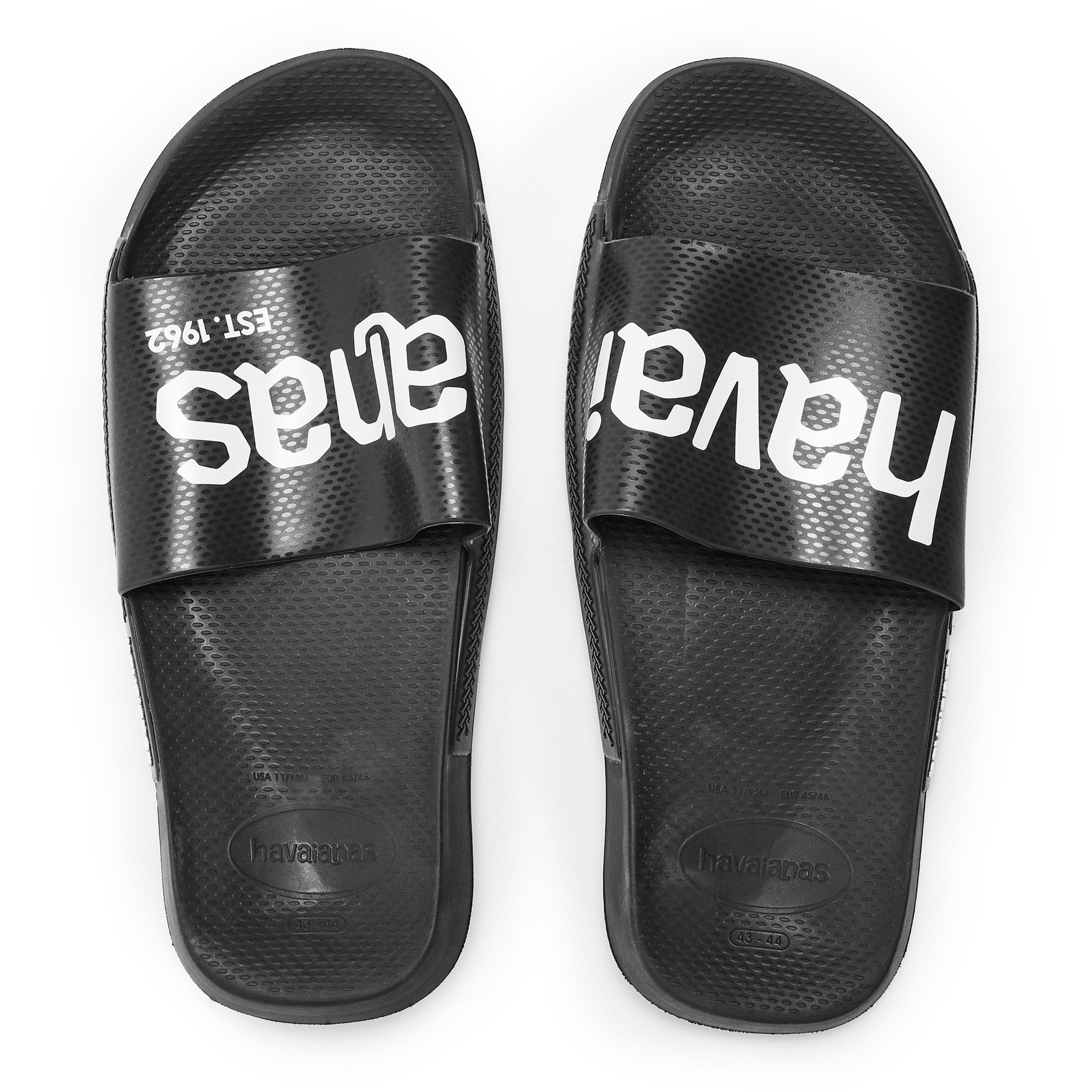 Black - Havaianas - Hav. Slide Classic Logomania Black Flip Flops Womens - 4