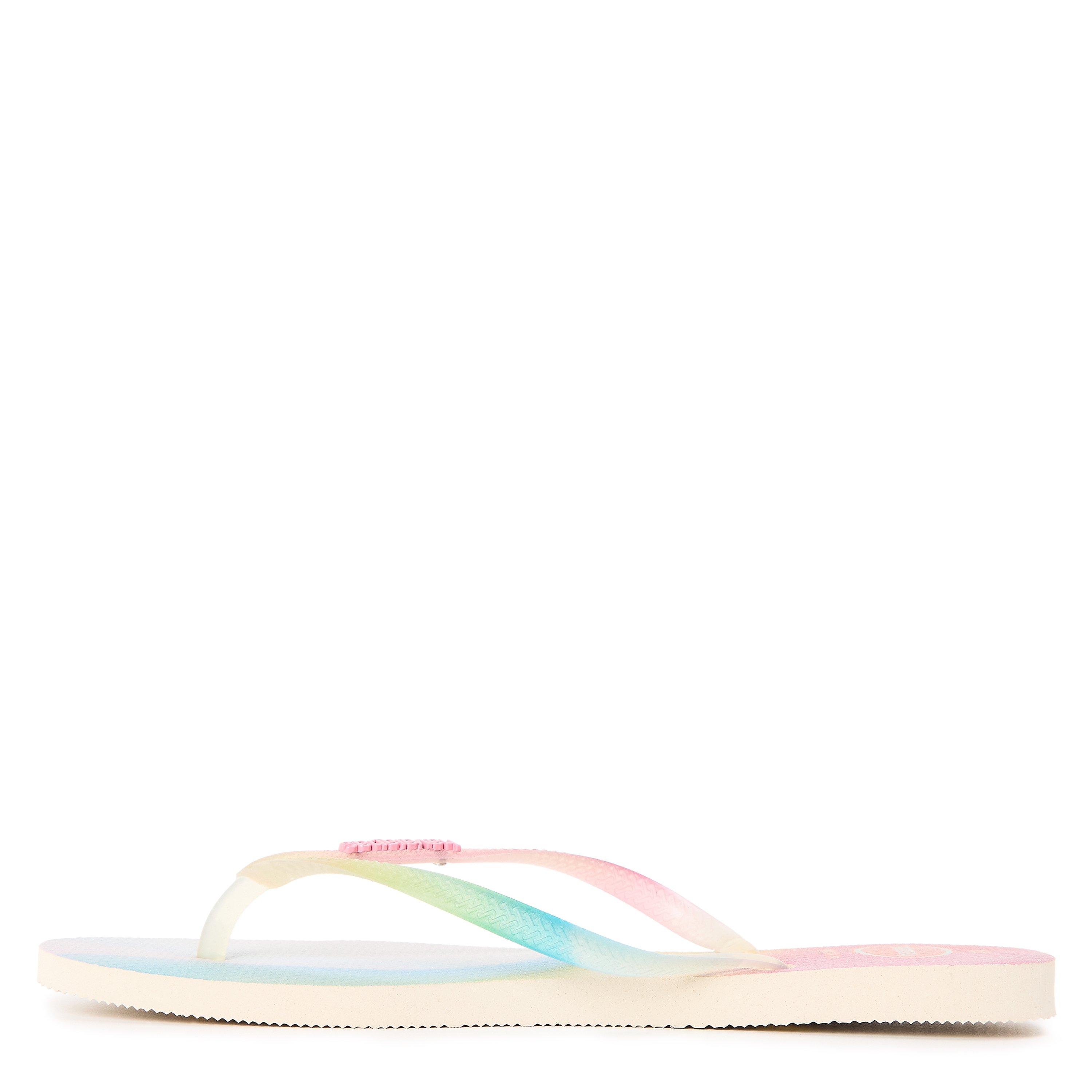 Beige - Havaianas - Hav. Slim Metallic Rainbow Beige 41 Flip Flops Womens - 2
