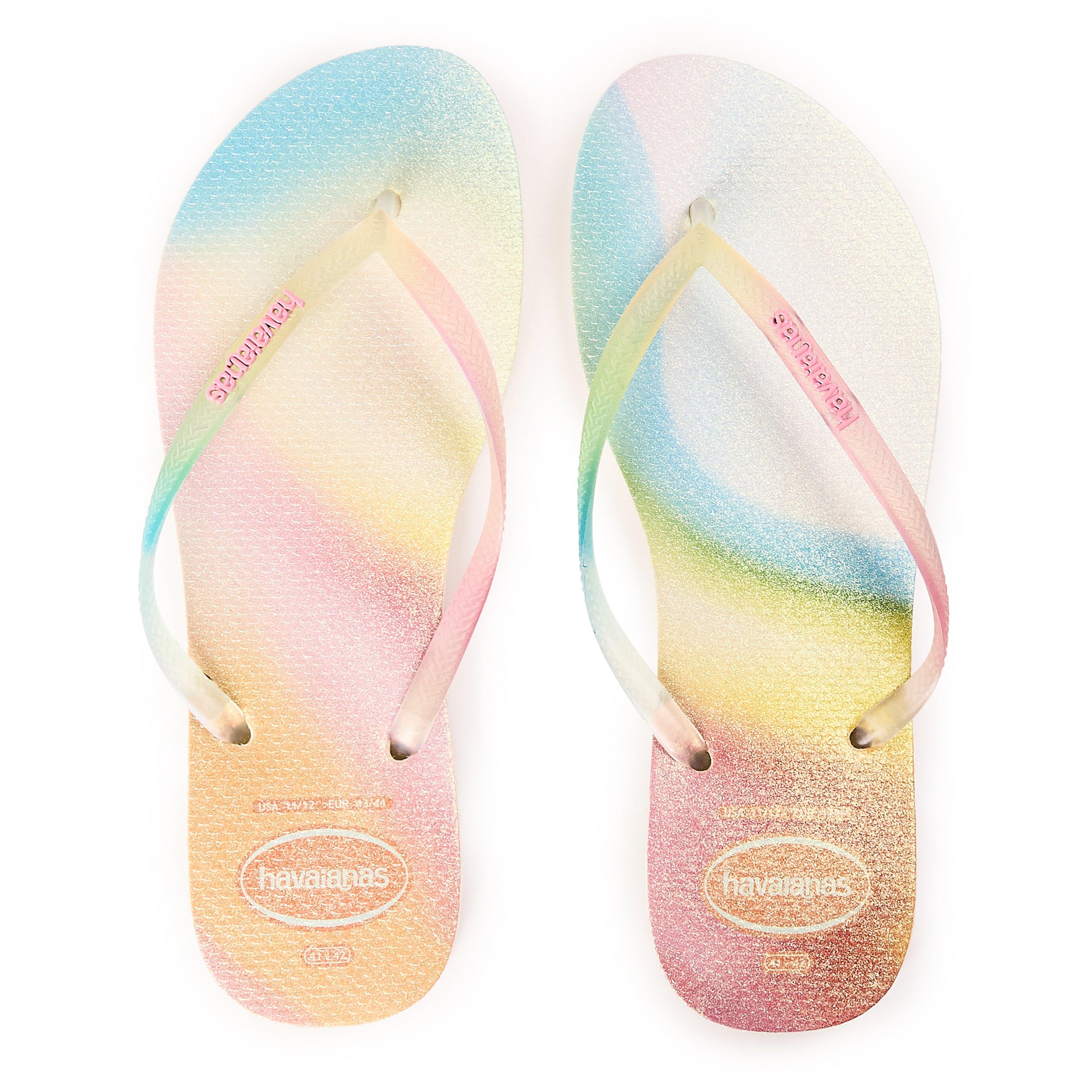 Beige - Havaianas - Hav. Slim Metallic Rainbow Beige 41 Flip Flops Womens - 4