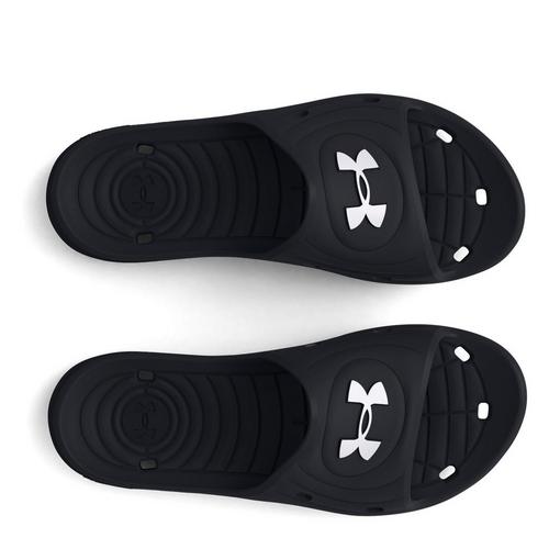 Black/Blk/White - Under Armour - Locker IV Womens Slide Sandals - 4