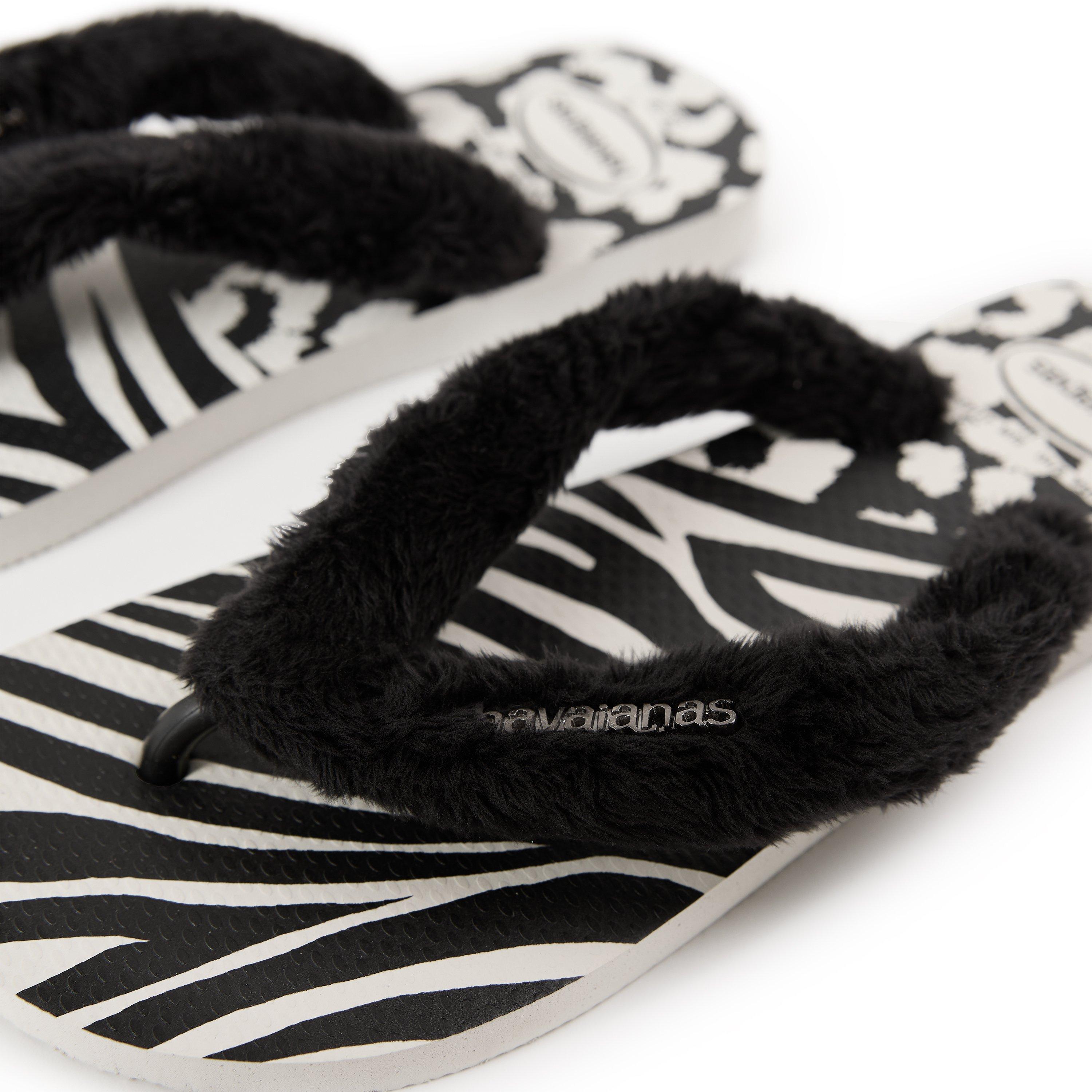 White/Black - Havaianas - Hav. Top Home Fluffy White/Black 39 Flip Flops Womens - 3