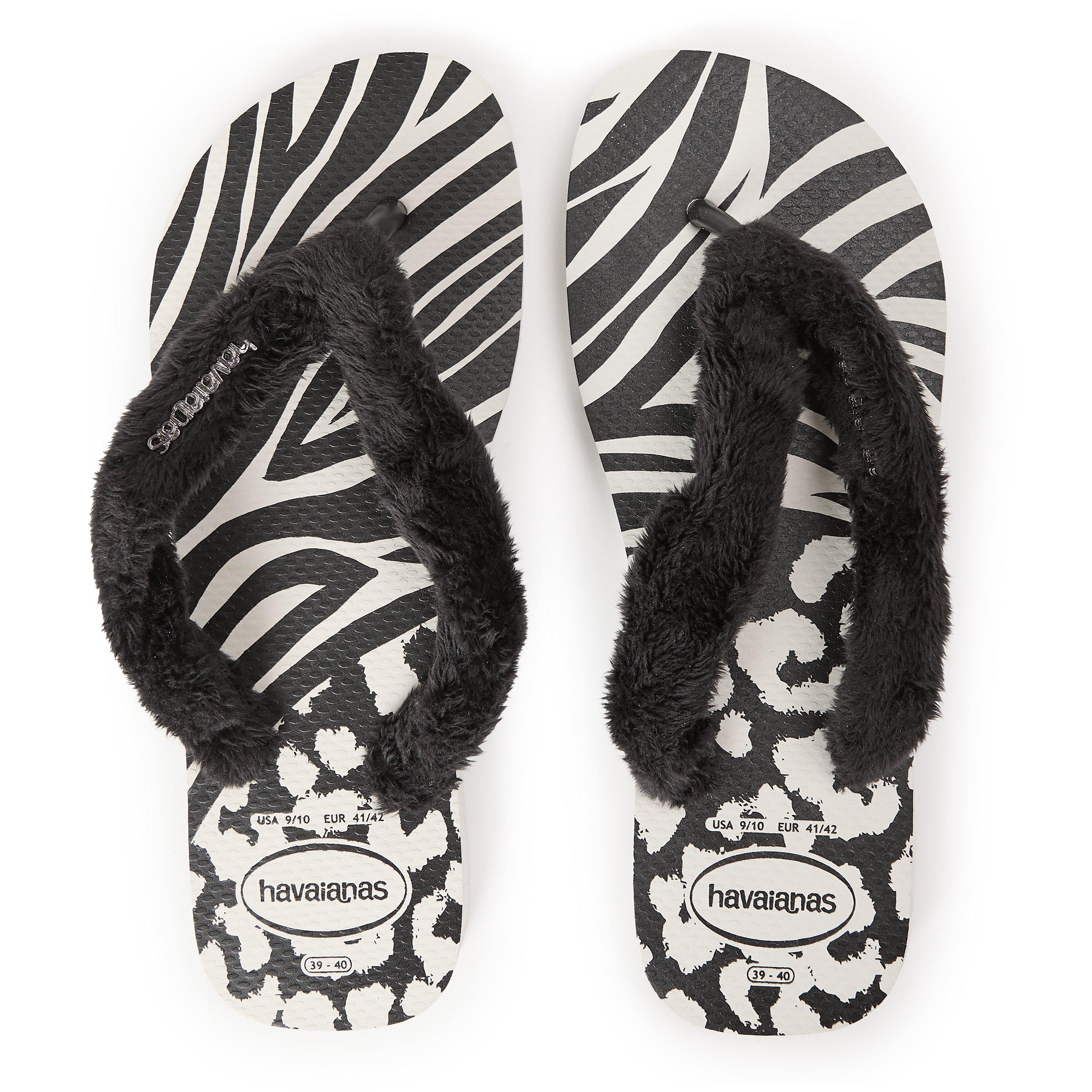 White/Black - Havaianas - Hav. Top Home Fluffy White/Black 39 Flip Flops Womens - 4