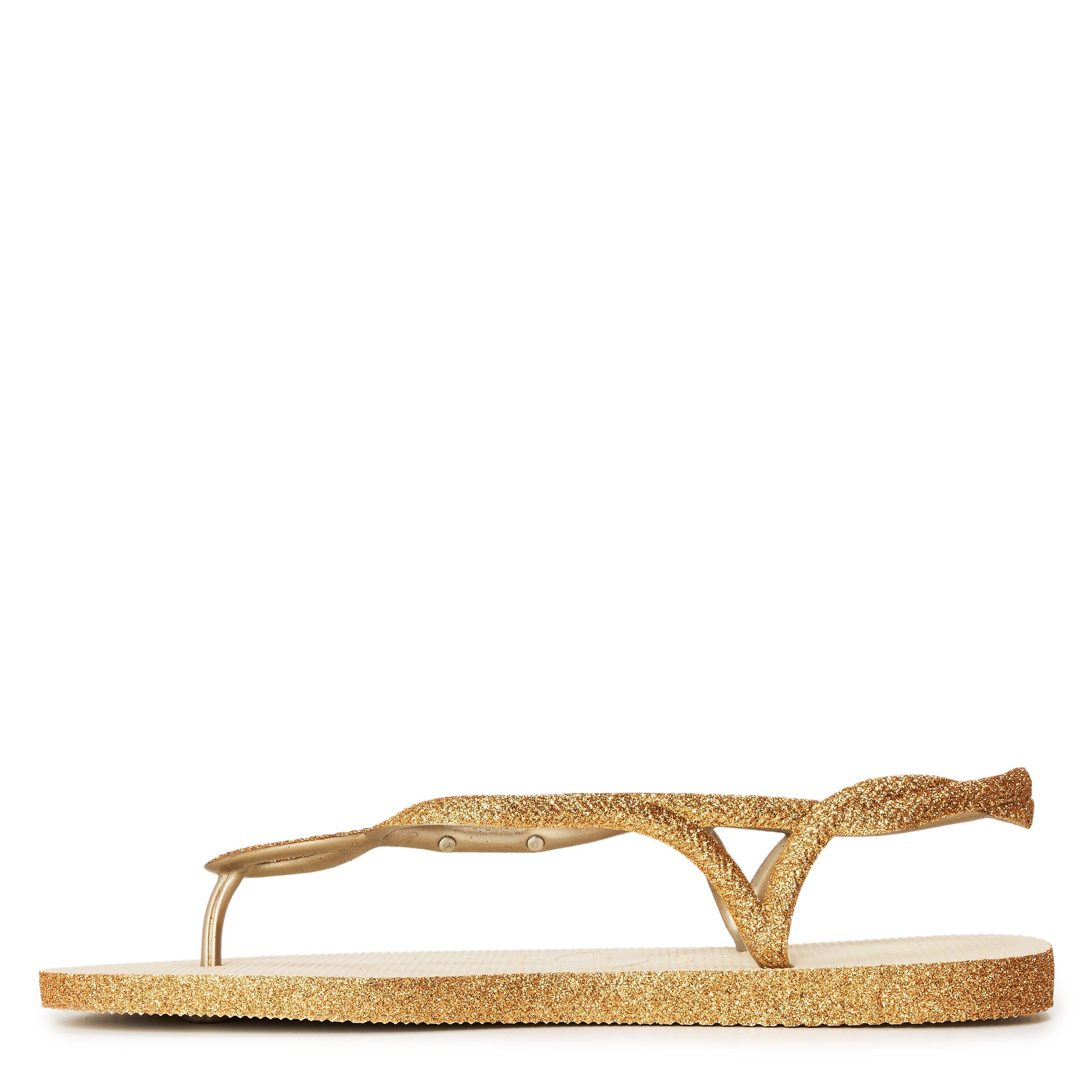 Beige - Havaianas - Hav. Luna Sparkle Beige 37/38 Flip Flops Womens - 2