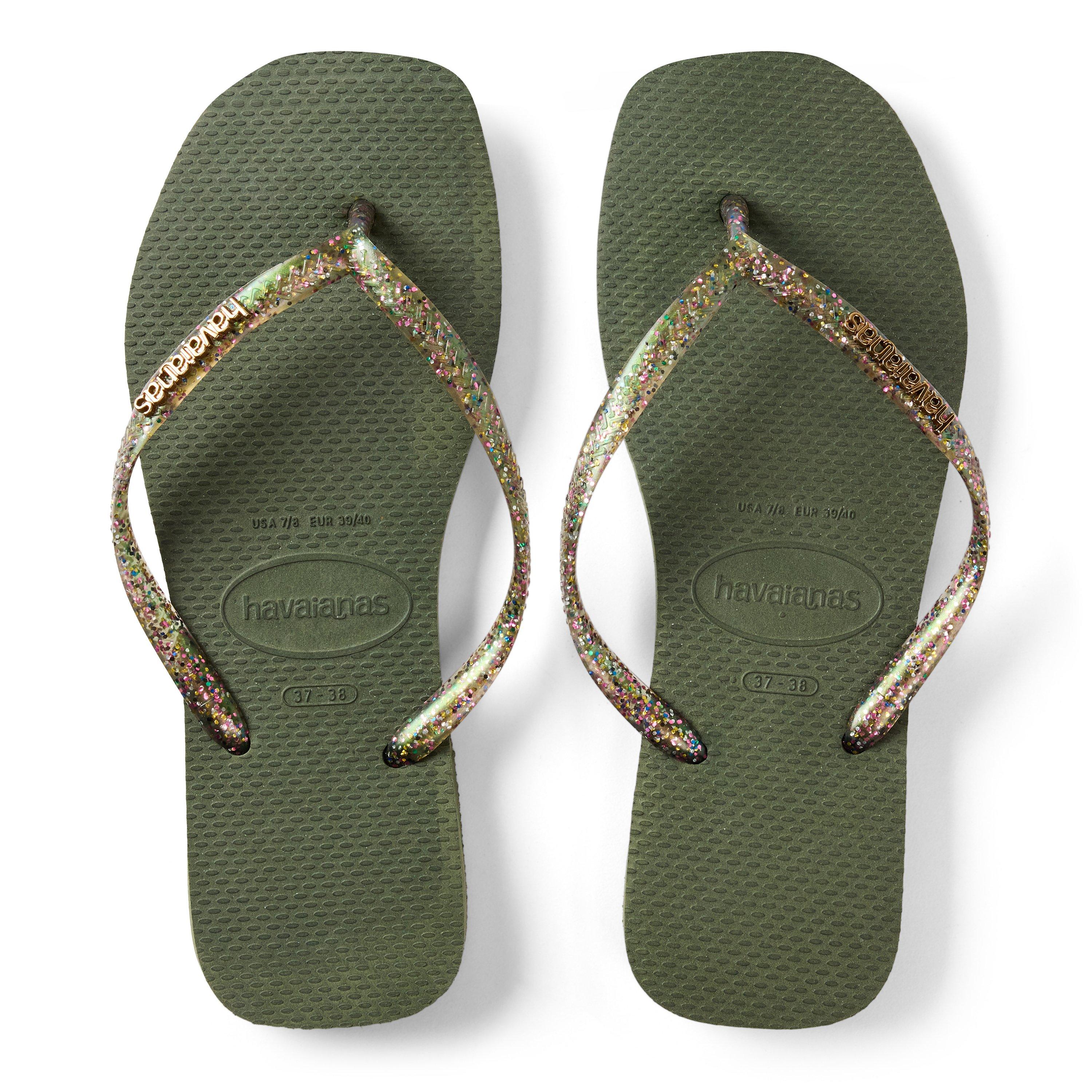 Green - Havaianas - Hav. Square Logo Metallic Green 37/ Flip Flops Womens - 4