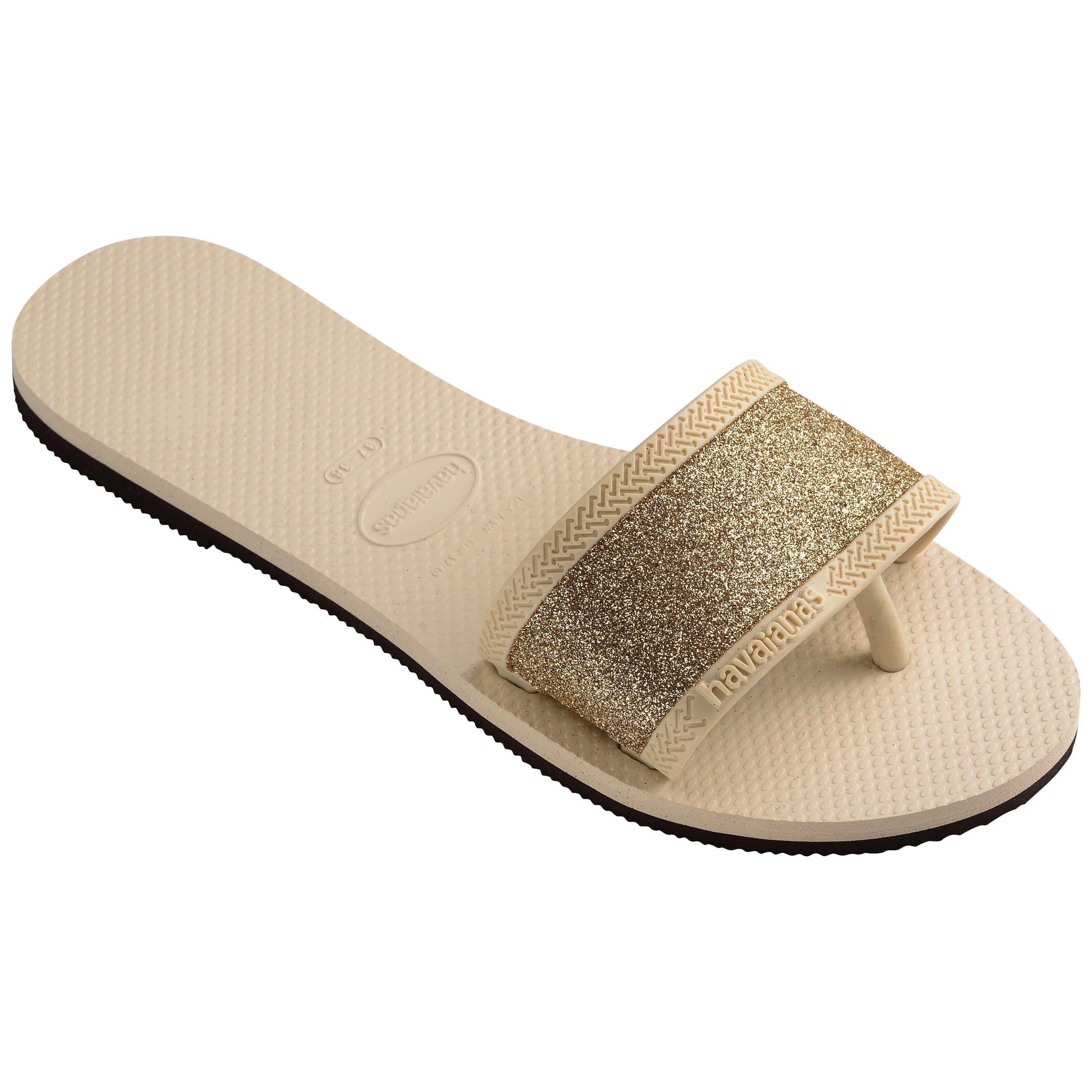 Beige - Havaianas - Hav. You Angra Glitter Beige 35/36 Flip Flops Womens - 2