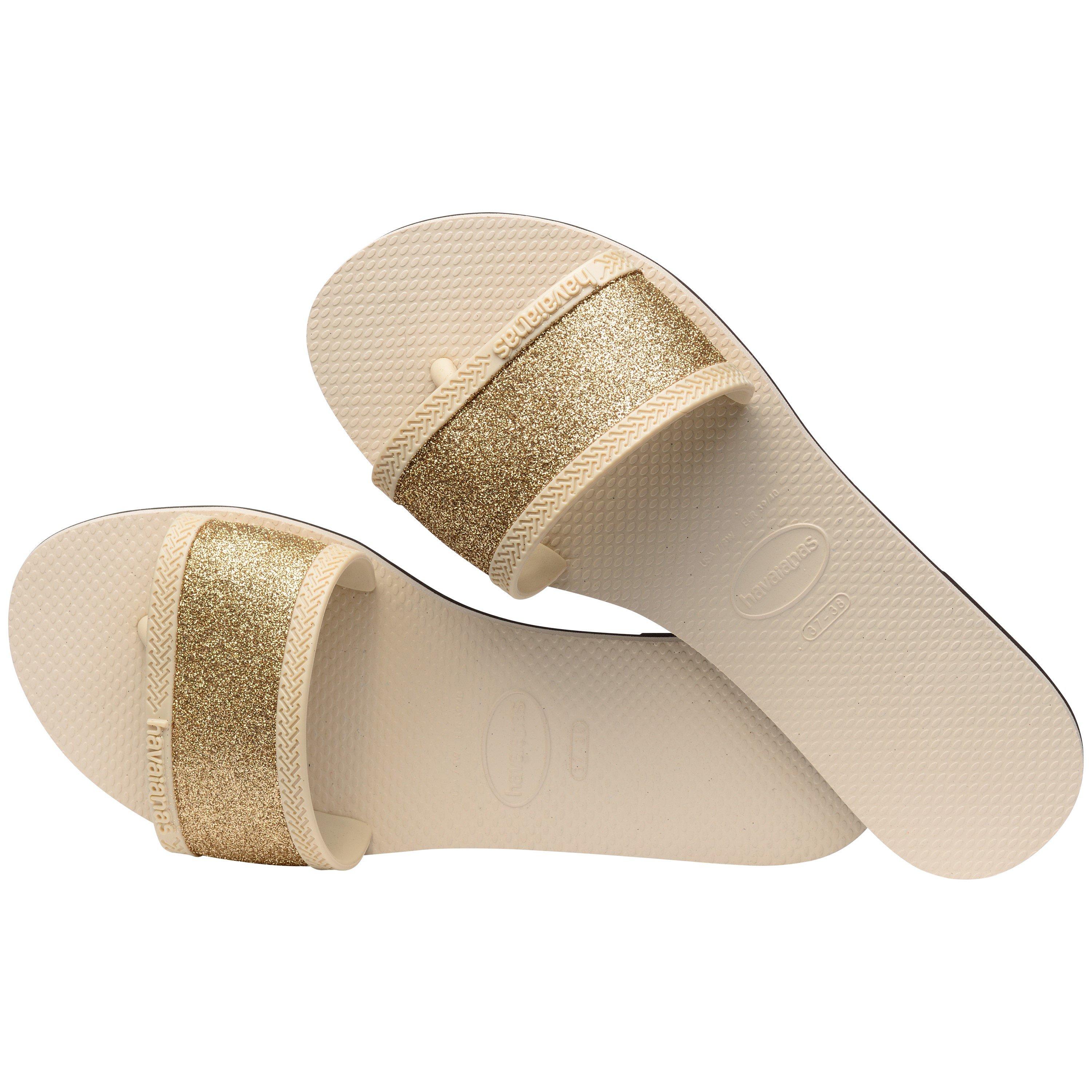 Beige - Havaianas - Hav. You Angra Glitter Beige 35/36 Flip Flops Womens - 3