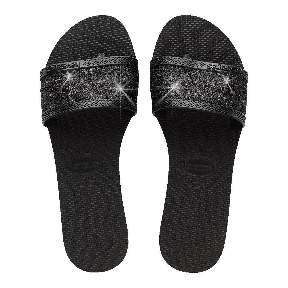Schwarz - Havaianas - Hav. You Angra Glitter Black 35/36 Flip Flops Womens - 4