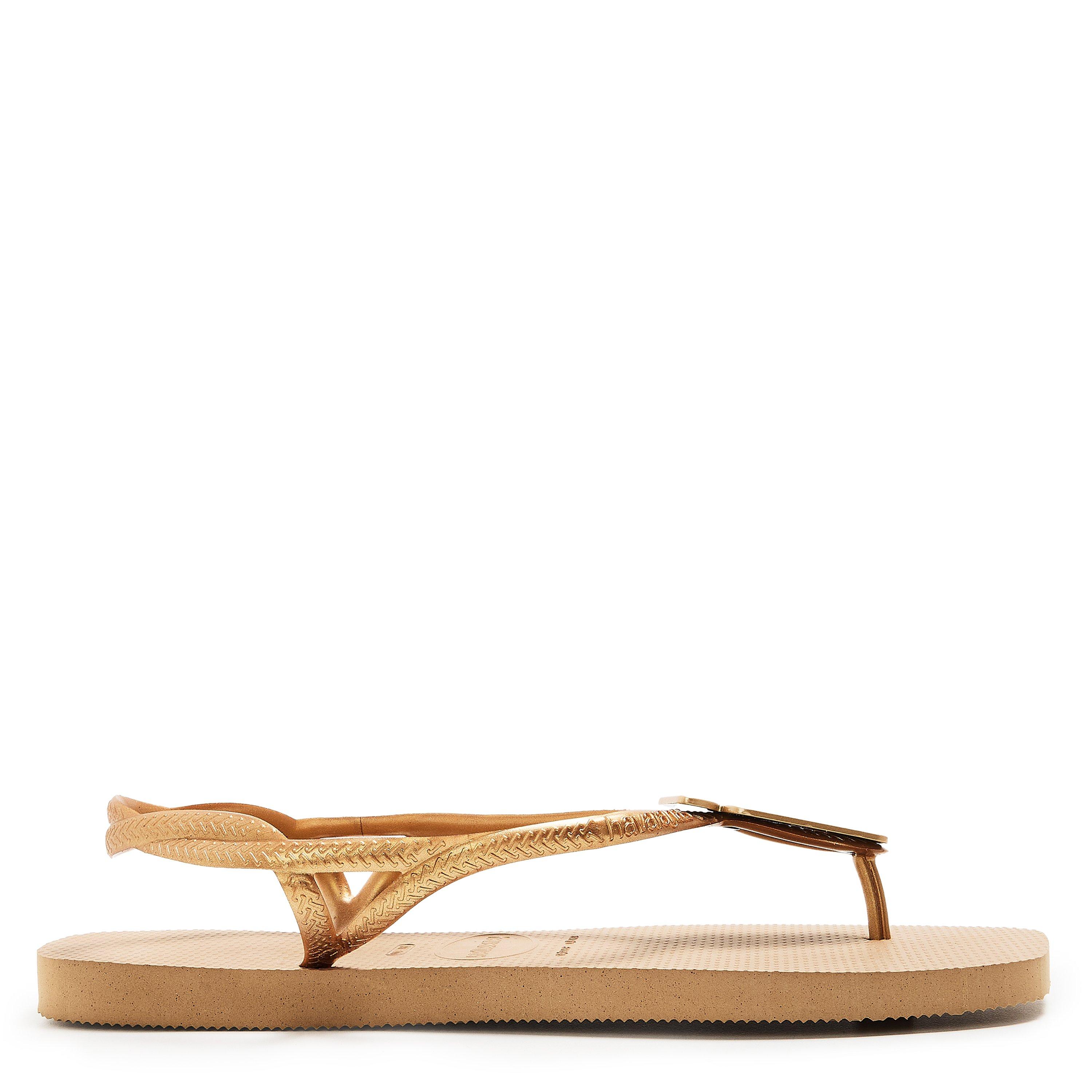 Havaianas Hav. Luna Squared Chic Rose Gold 39 Flip Flops Womens