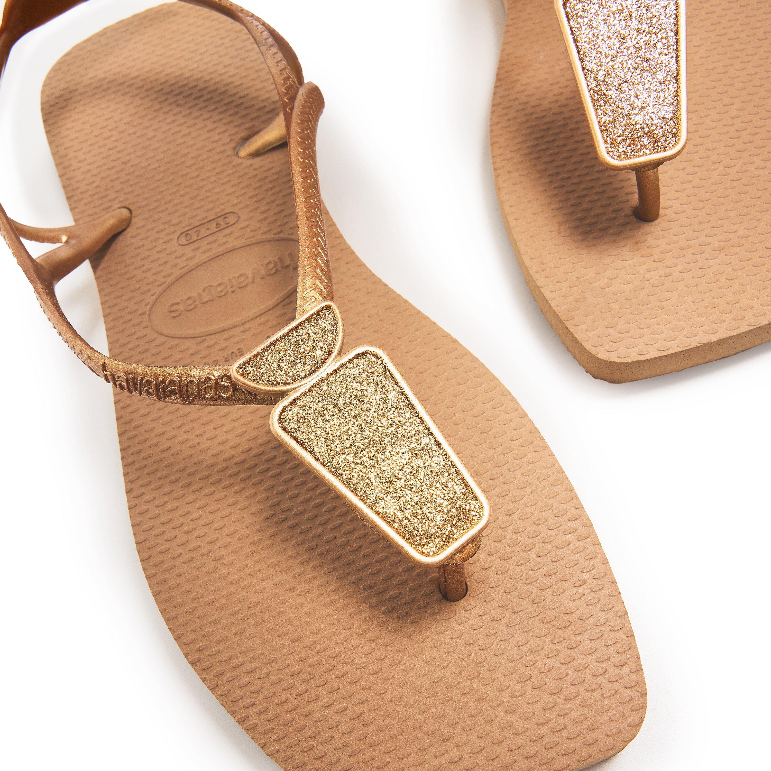 Or rose - Havaianas - Hav. Luna Squared Chic Rose Gold 39 Flip Flops Womens - 3