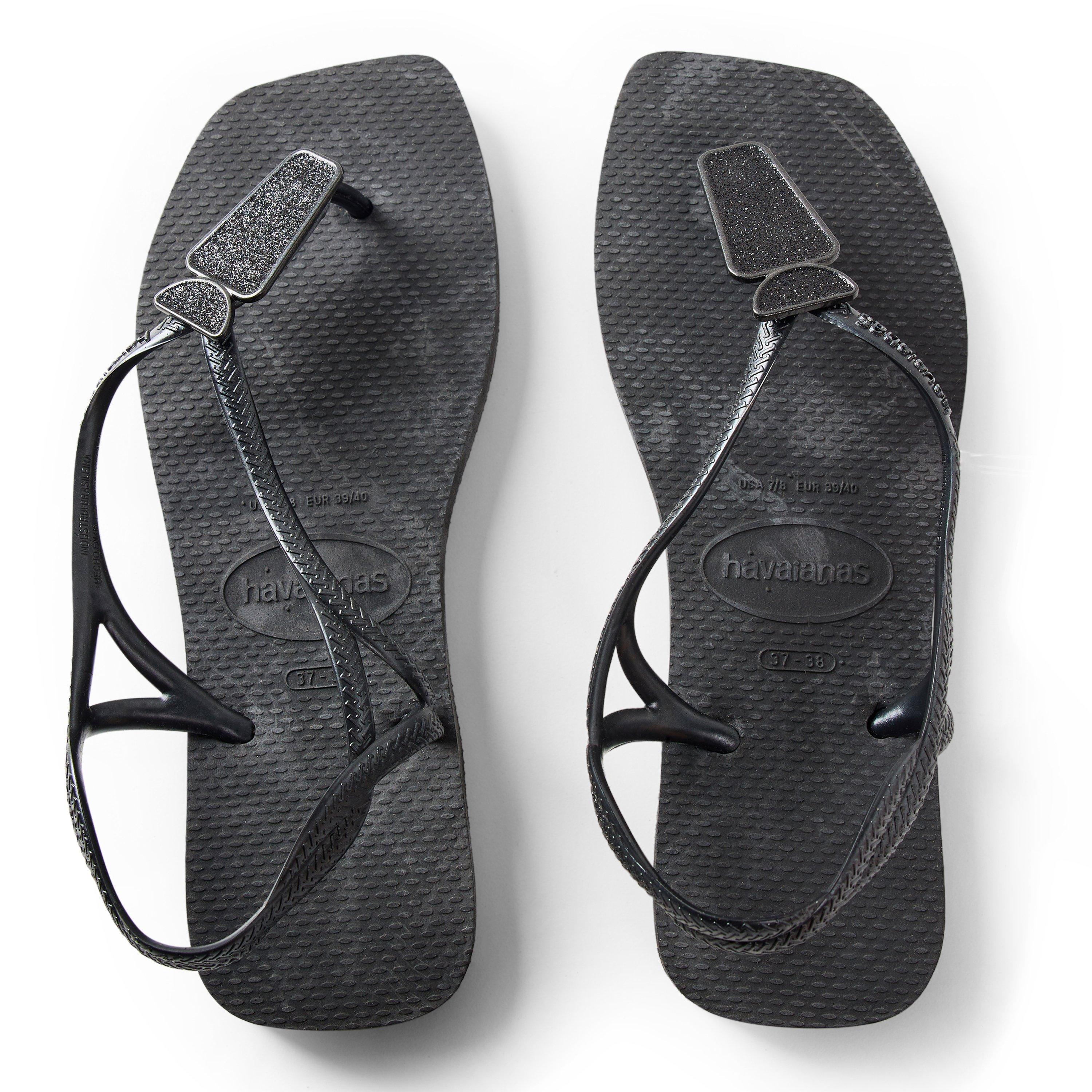 Black - Havaianas - Hav. Luna Squared Chic Black 37/38 Flip Flops Womens - 4