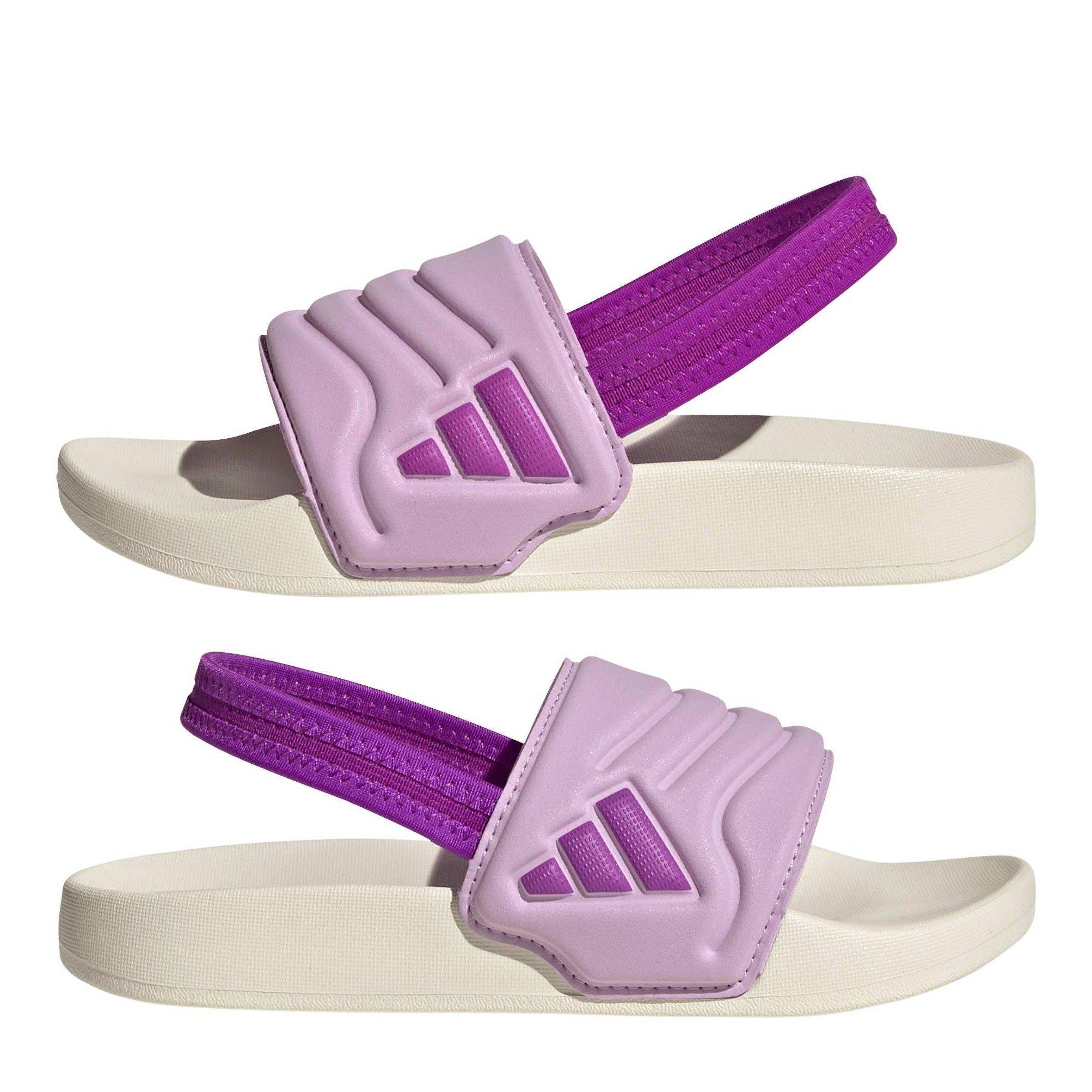 Off White/Purpl - adidas - Kids' Adilette Estrap 2.0 Sports Sandal - 9